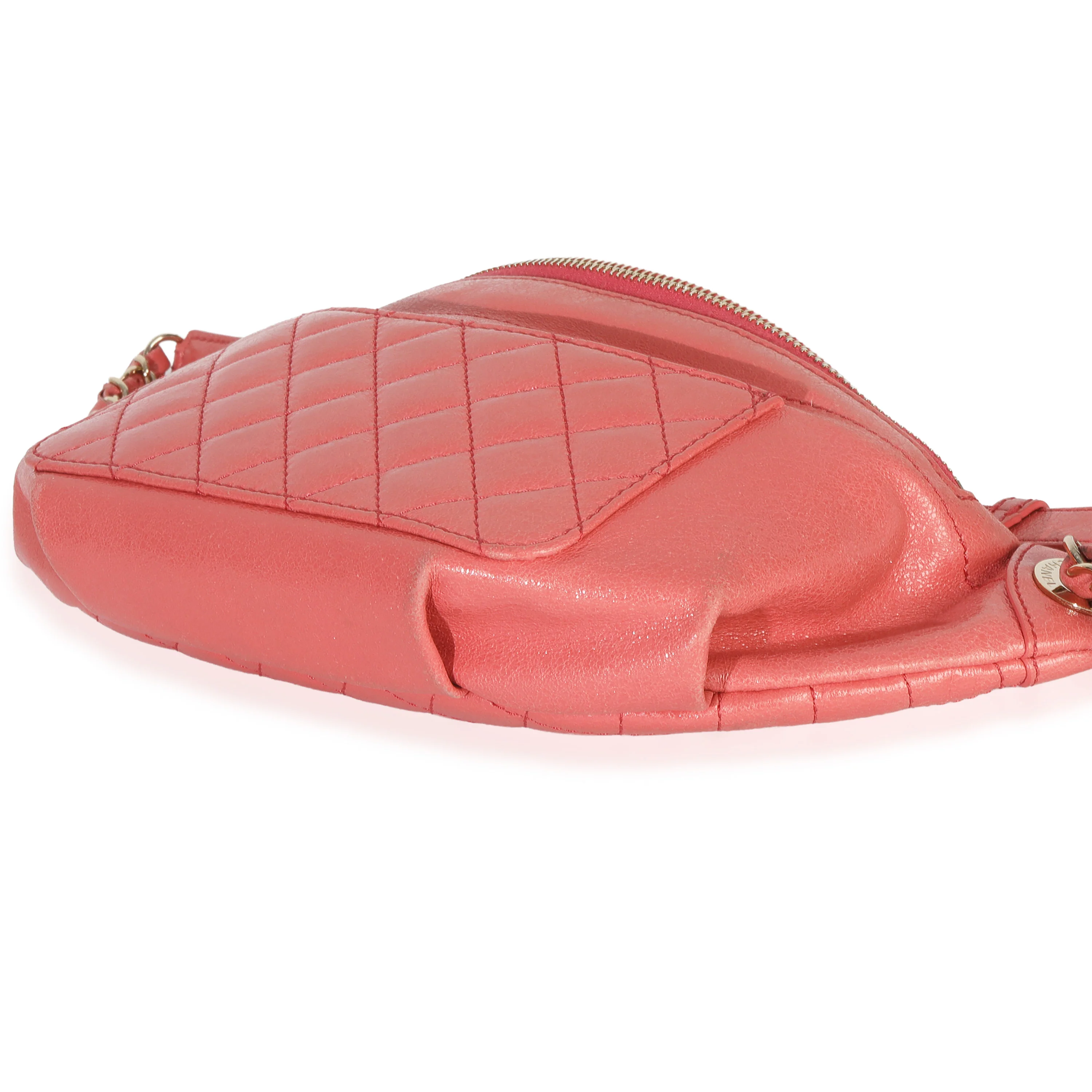 Pink Shiny Crumpled Quilted Calfskin Bi Classic Waist Bag - Image 7