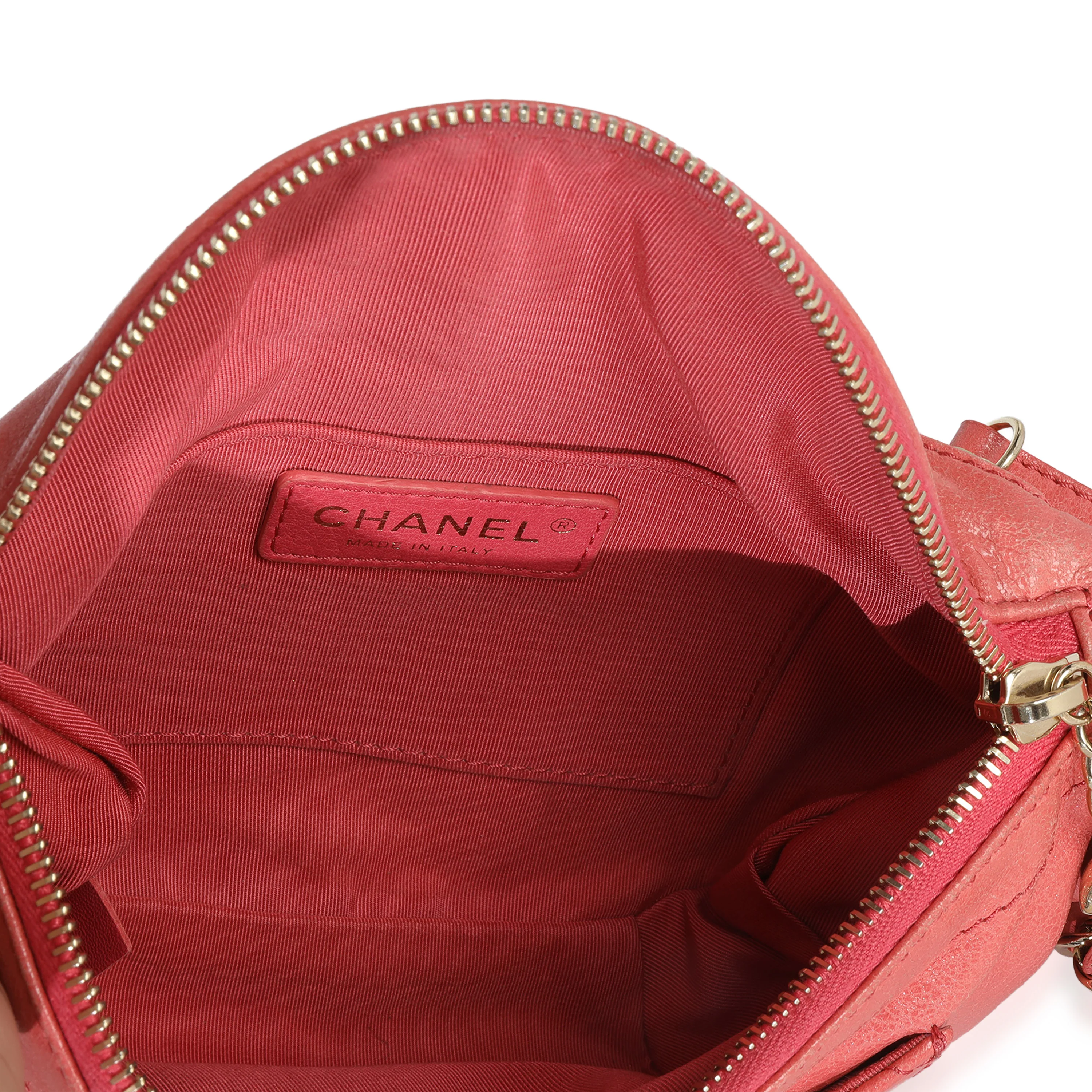 Pink Shiny Crumpled Quilted Calfskin Bi Classic Waist Bag - Image 8