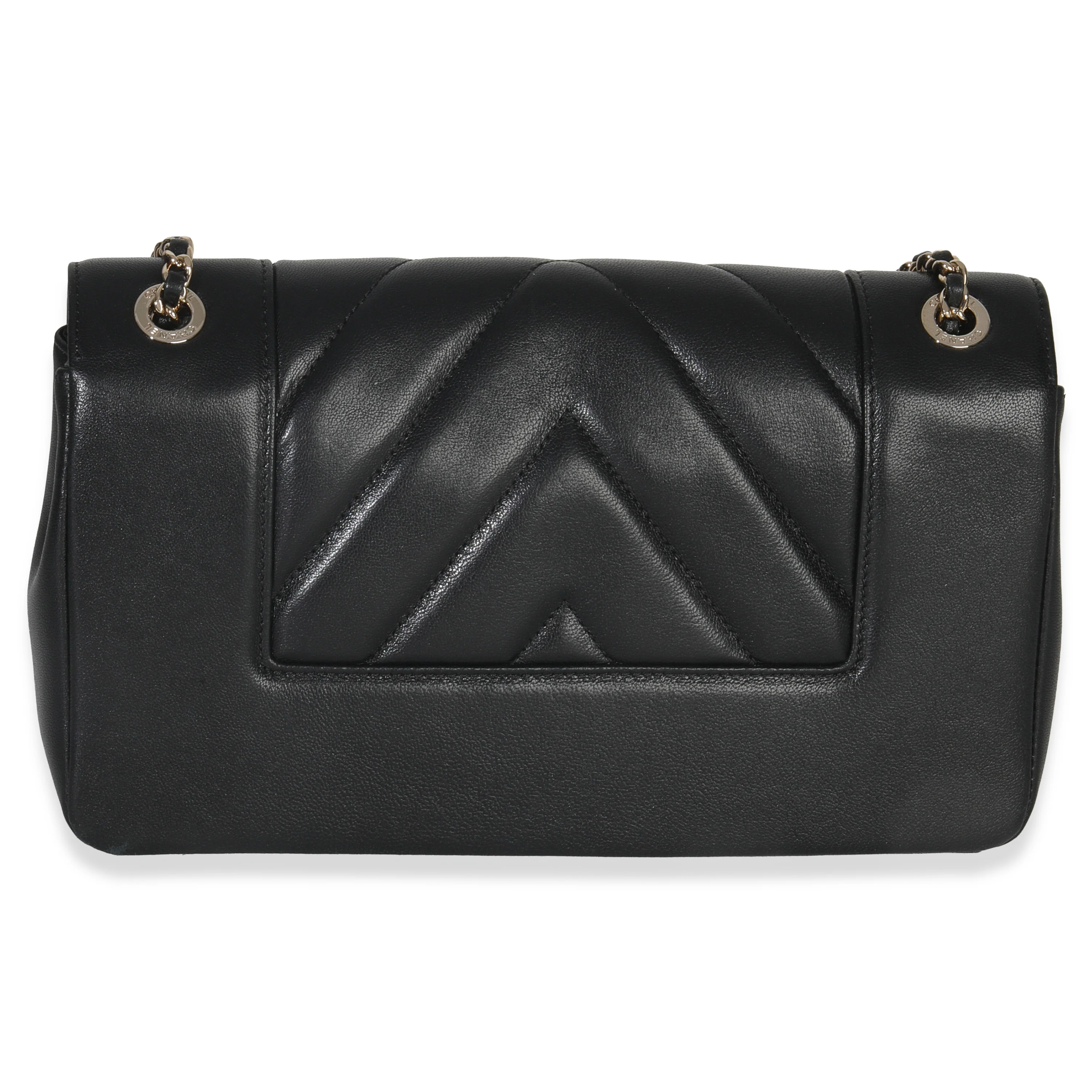 Vintage Black Chevron Quilted Sheepskin Medium Mademoiselle Flap Bag - Image 4