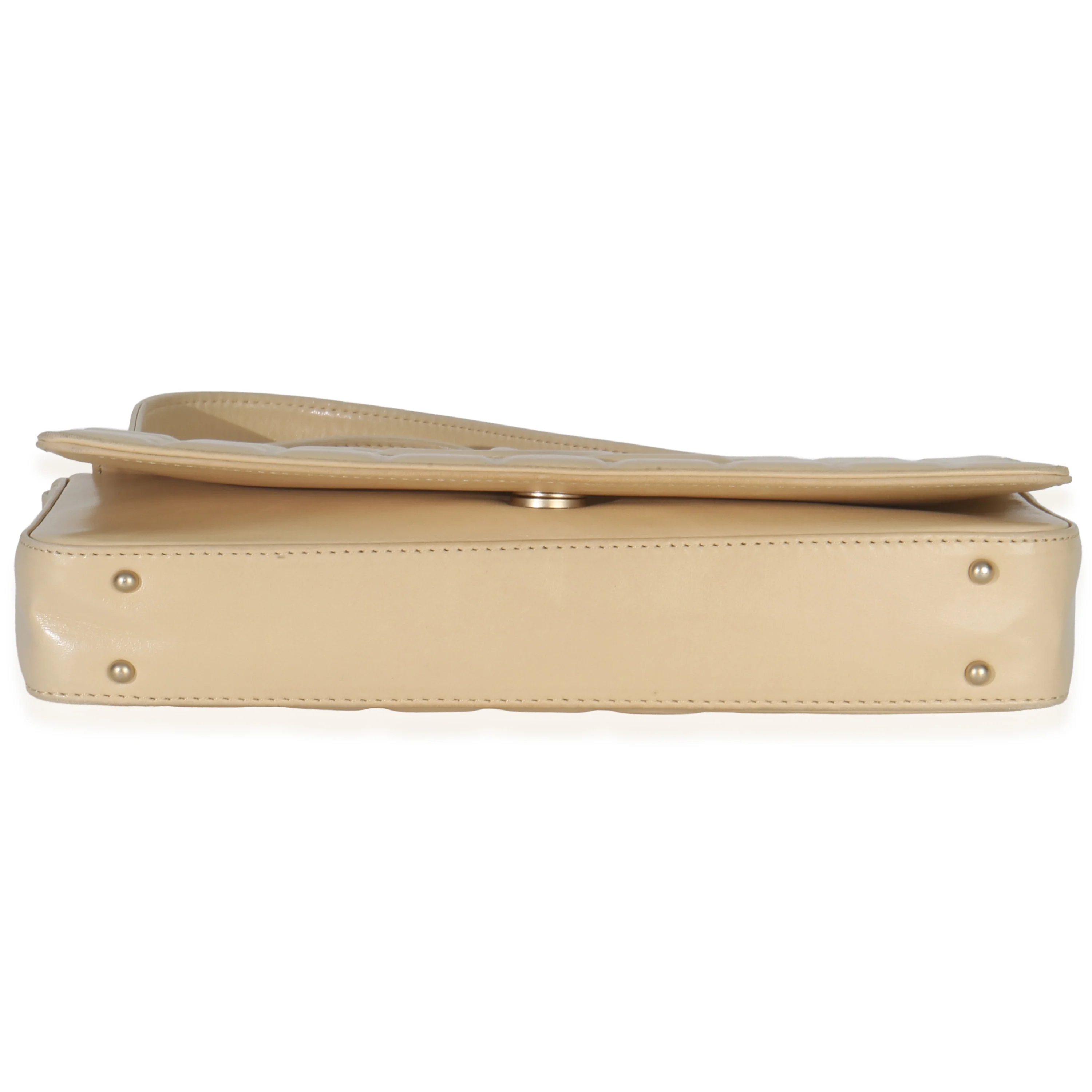 Vintage Beige Quilted Lambskin Chocolate Bar Flap Bag - Image 5