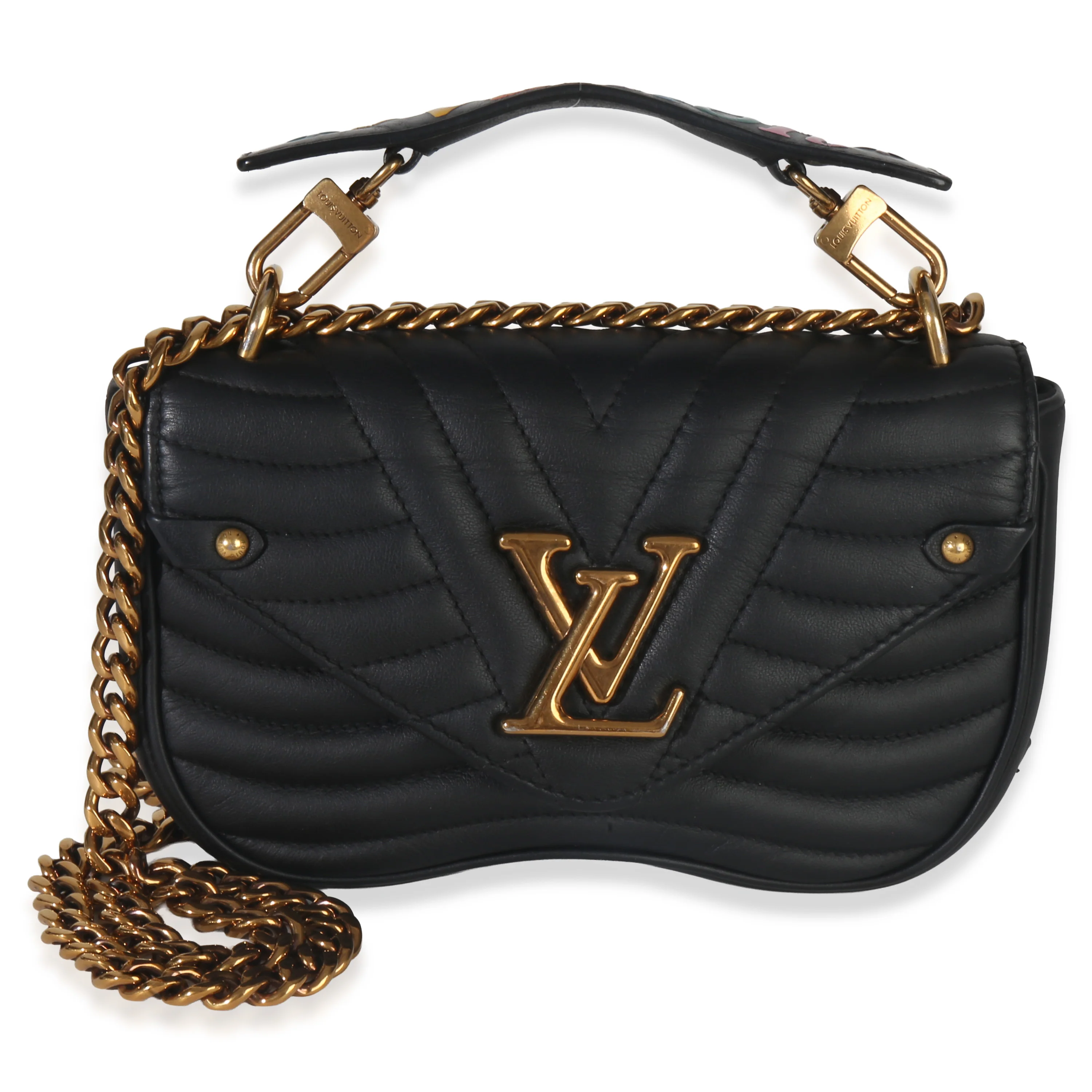 Black Quilted Calfskin New Wave Chain Bag PM