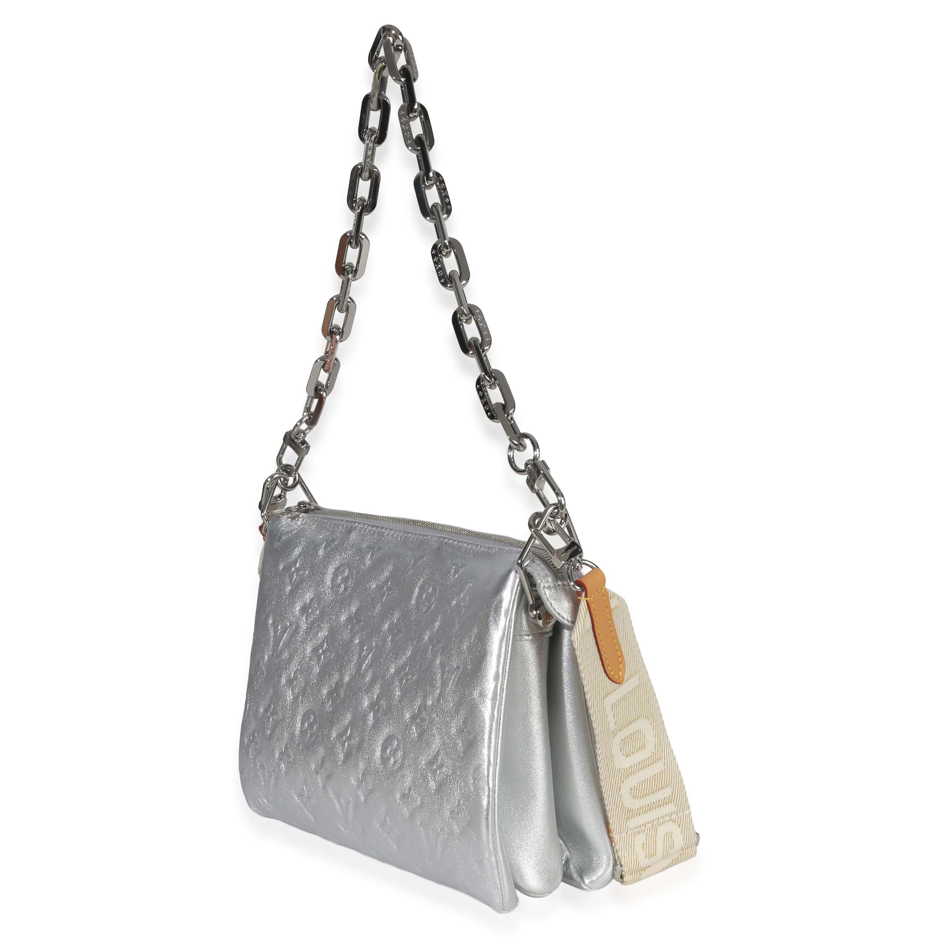 Silver Metallic Monogram Embossed Lambskin Coussin PM - Image 2