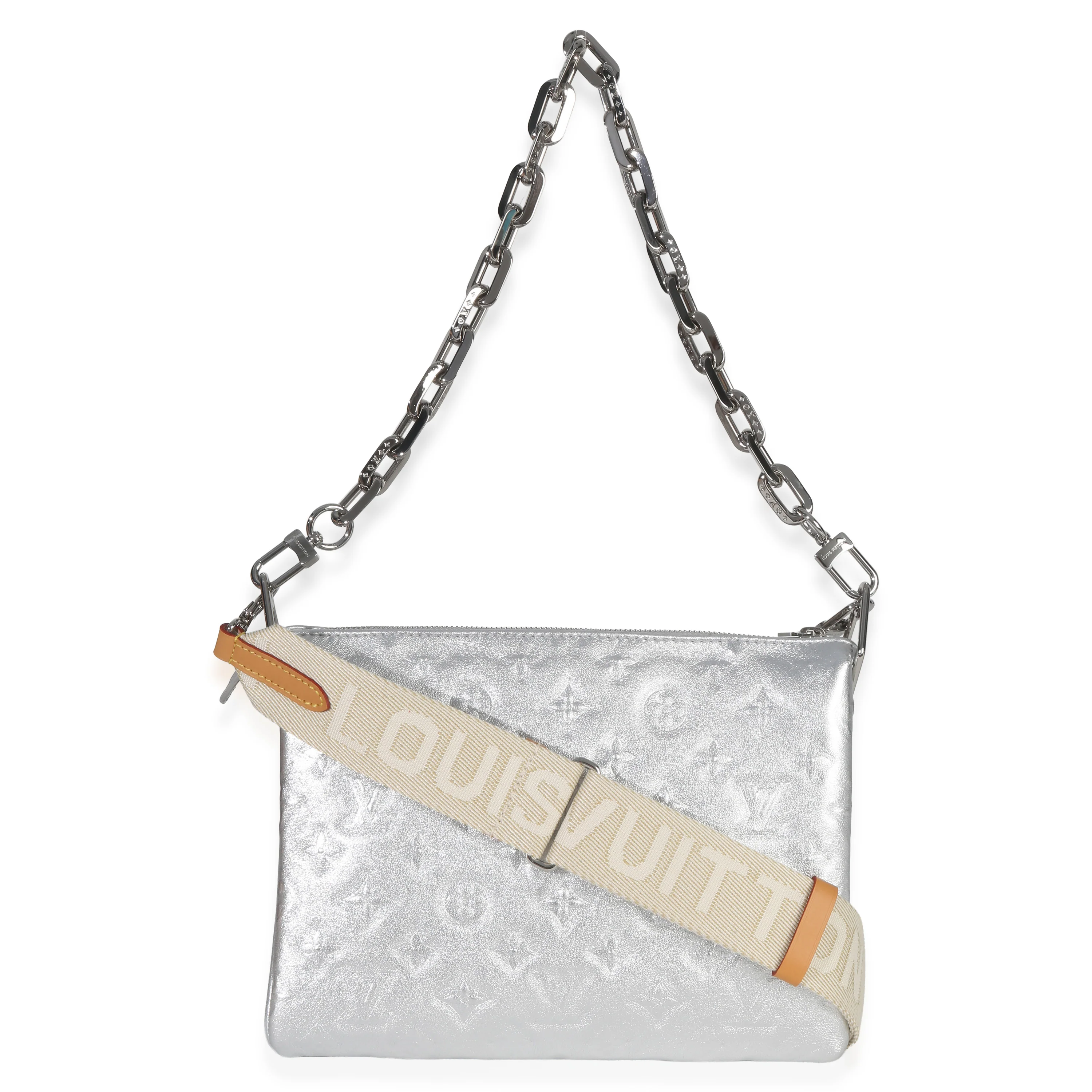 Silver Metallic Monogram Embossed Lambskin Coussin PM - Image 4