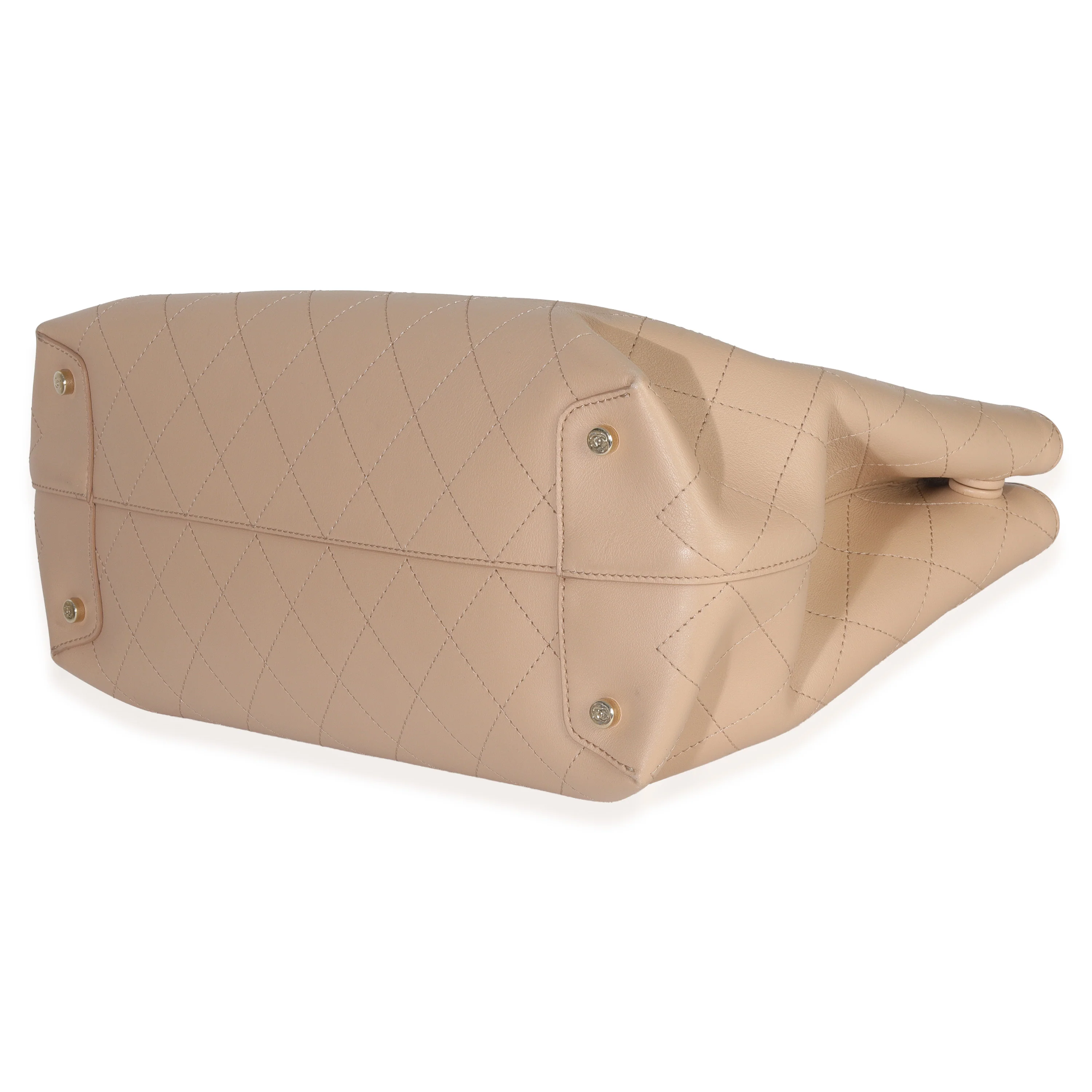 Beige Quilted Calfskin Large Serial Shopper Tote - Image 6