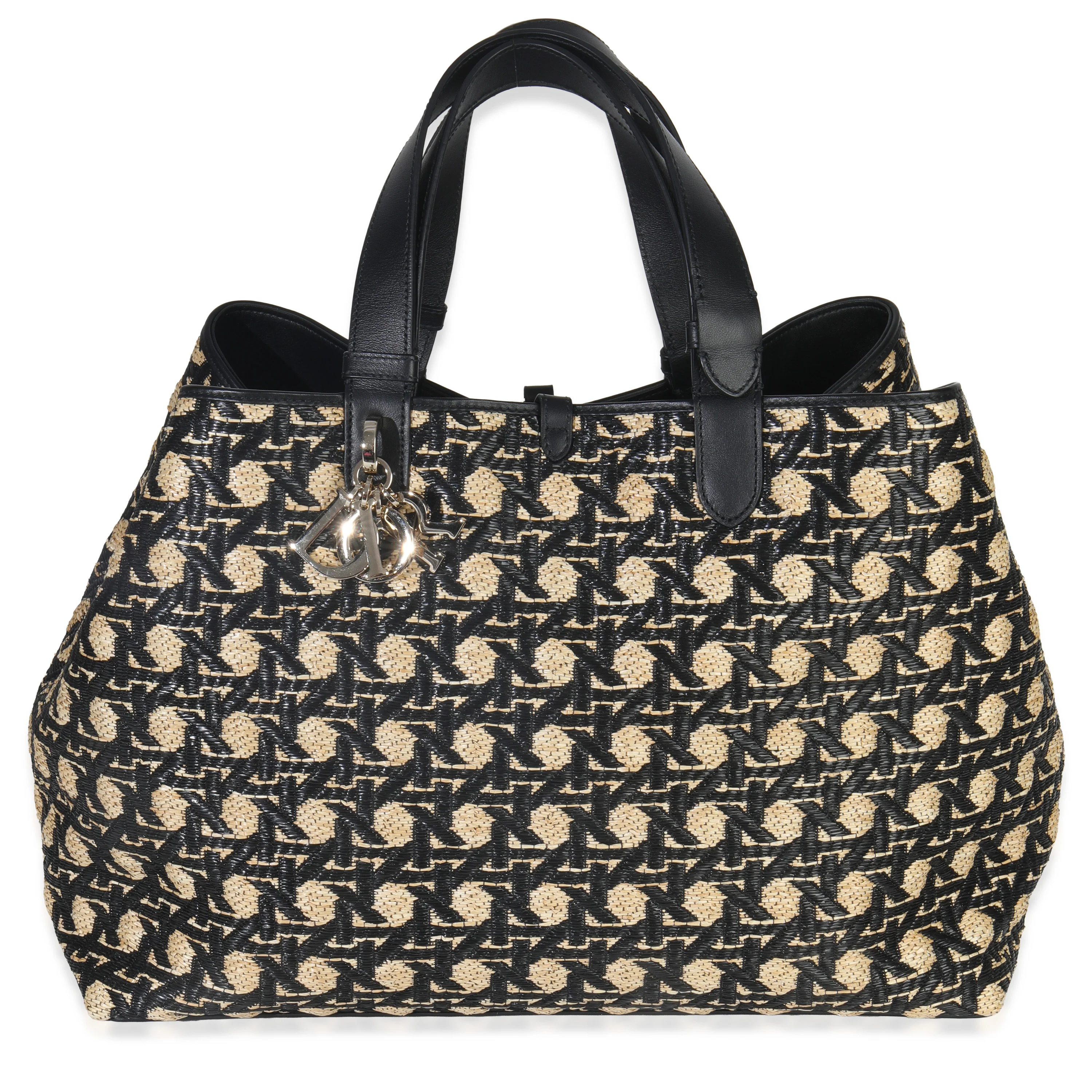Beige Black Graphic Cannage Raffia Large Toujours