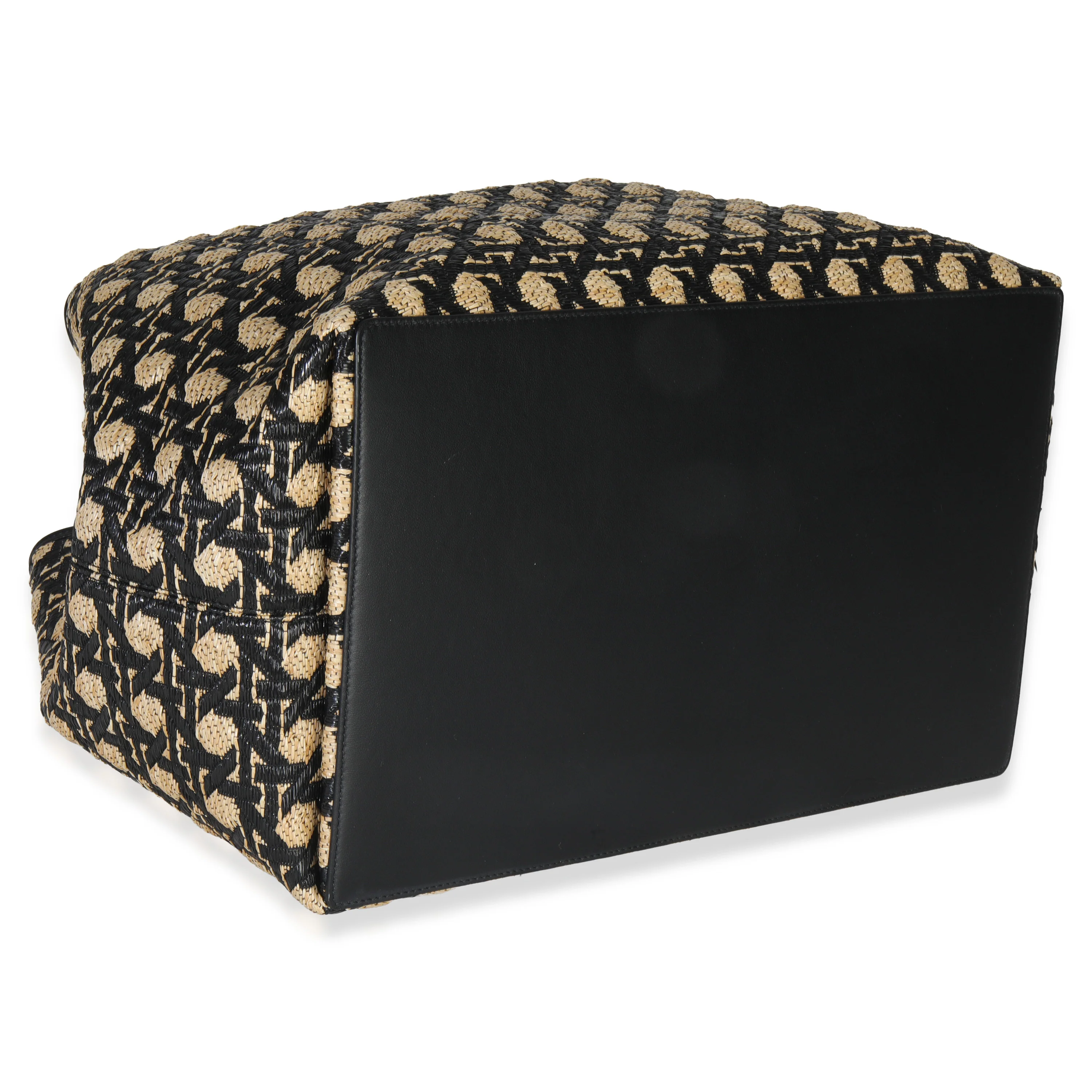 Beige Black Graphic Cannage Raffia Large Toujours - Image 6