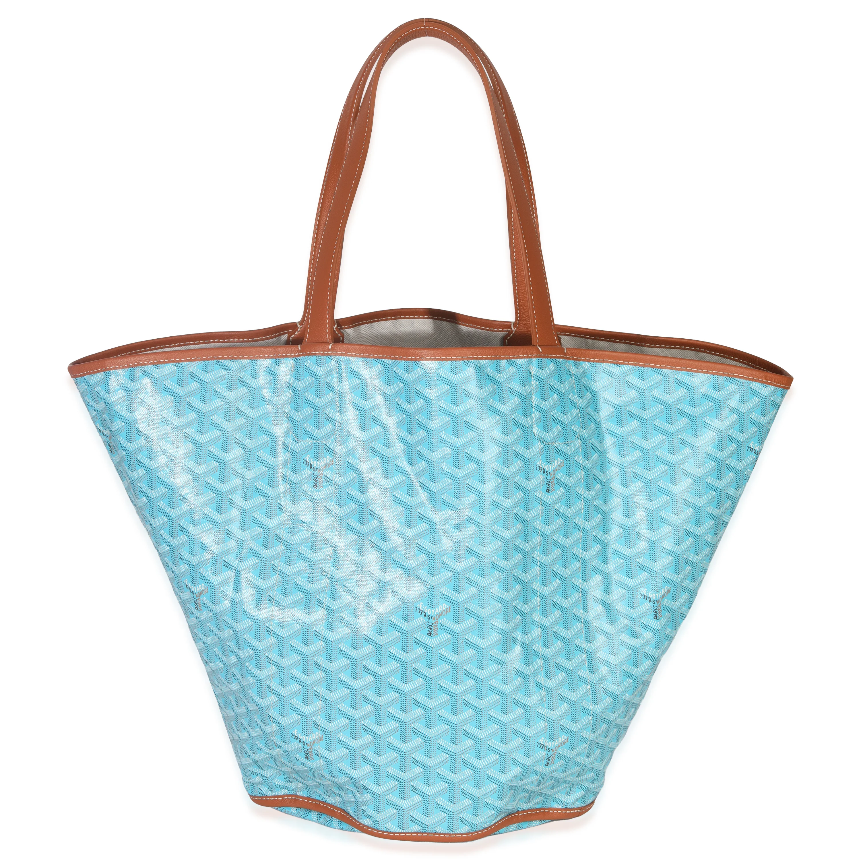 Turqouise Goyardine Canvas Reversible Belharra Tote