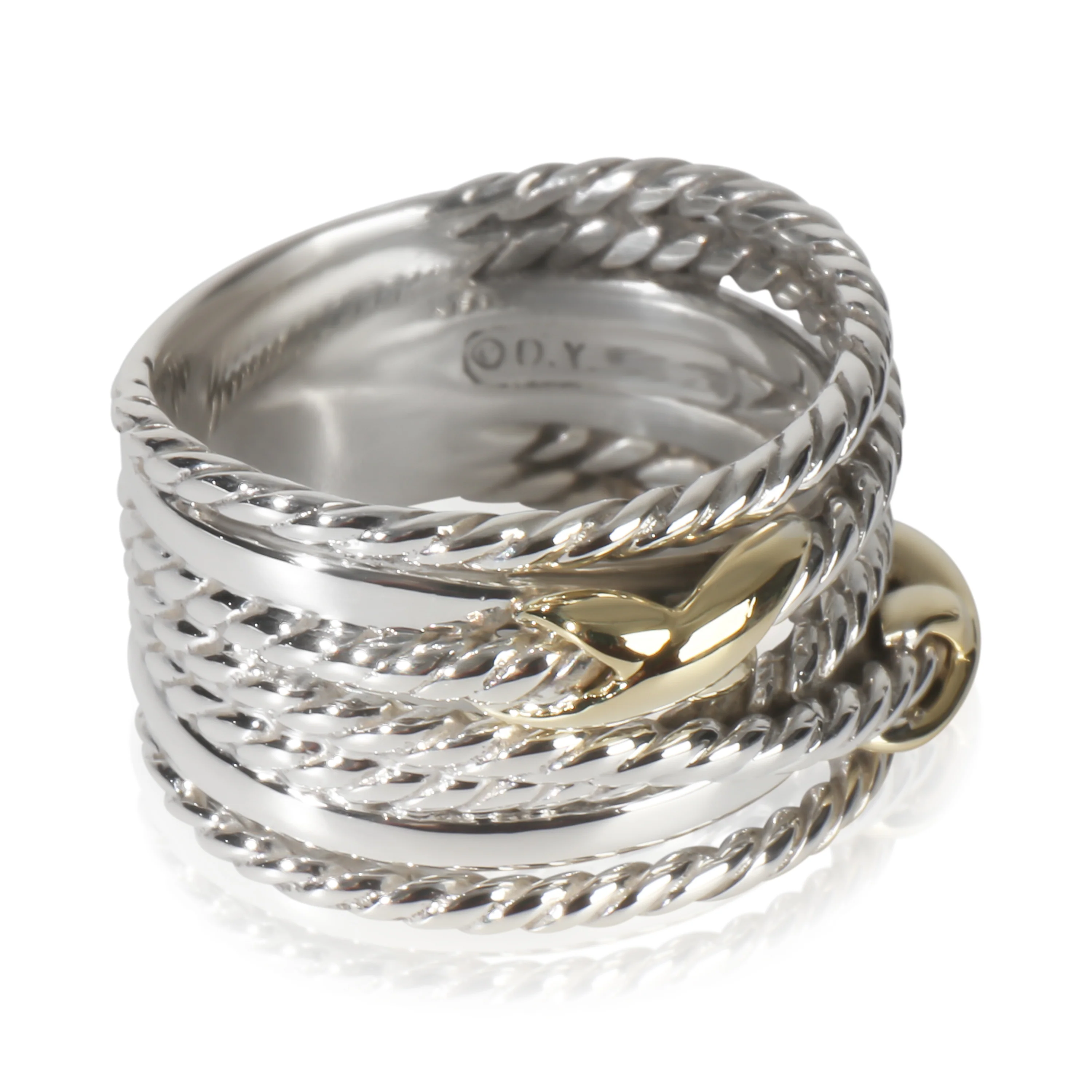 Yellow Gold & Sterling Silver  Double X Crossover Ring - Image 2