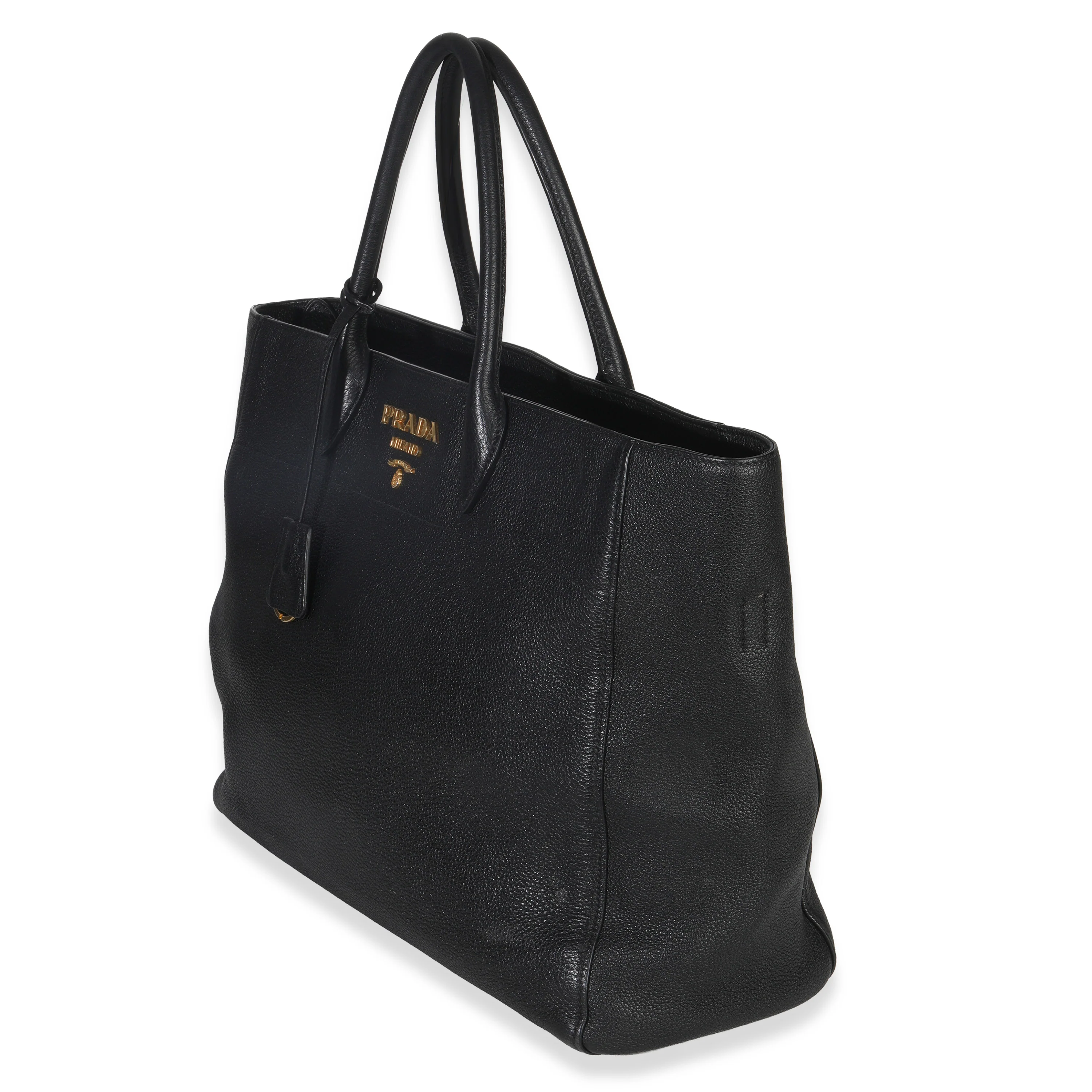 Black Vitello Daino Shopping Tote - Image 2