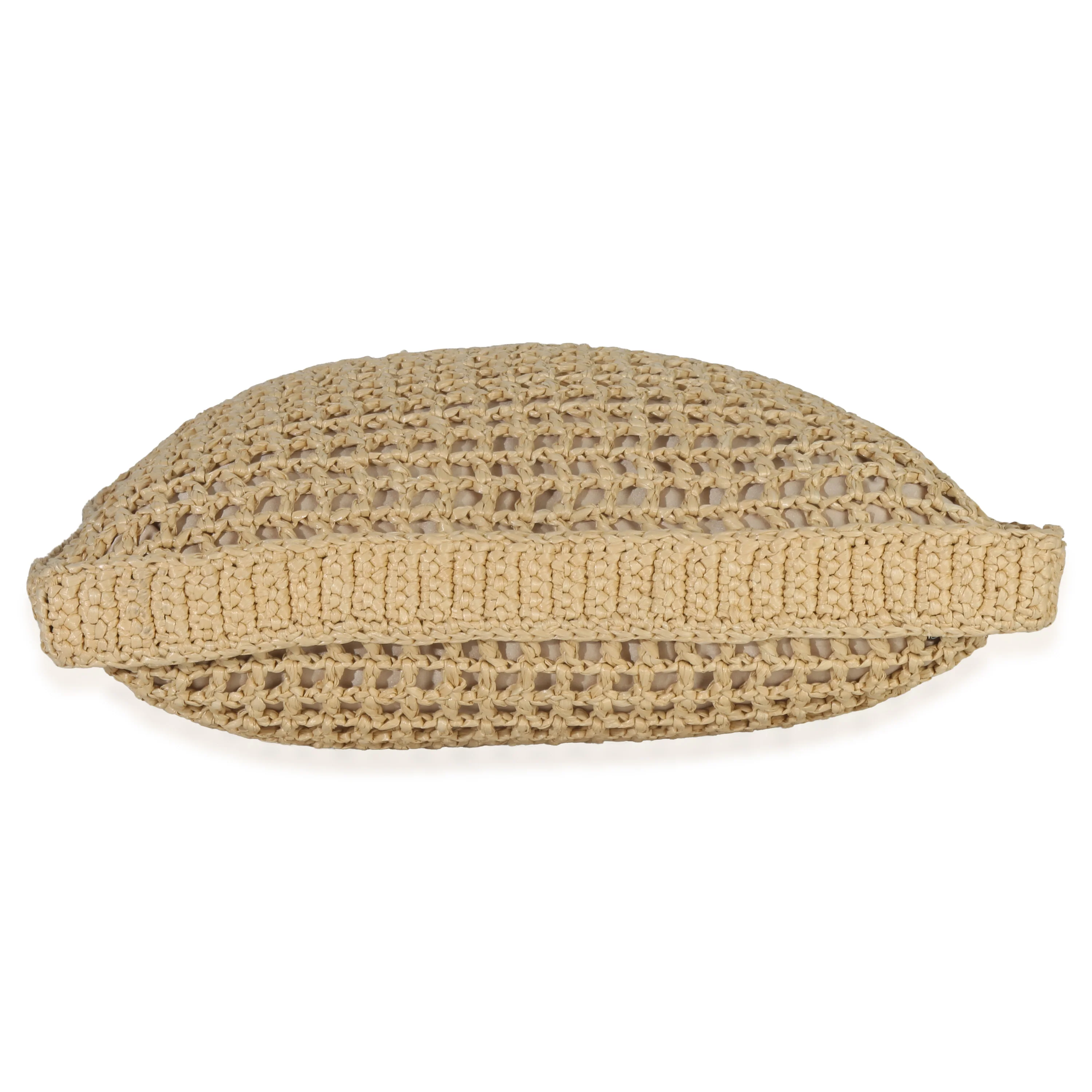 Natural Raffia Effect Logo Crochet Tote - Image 5