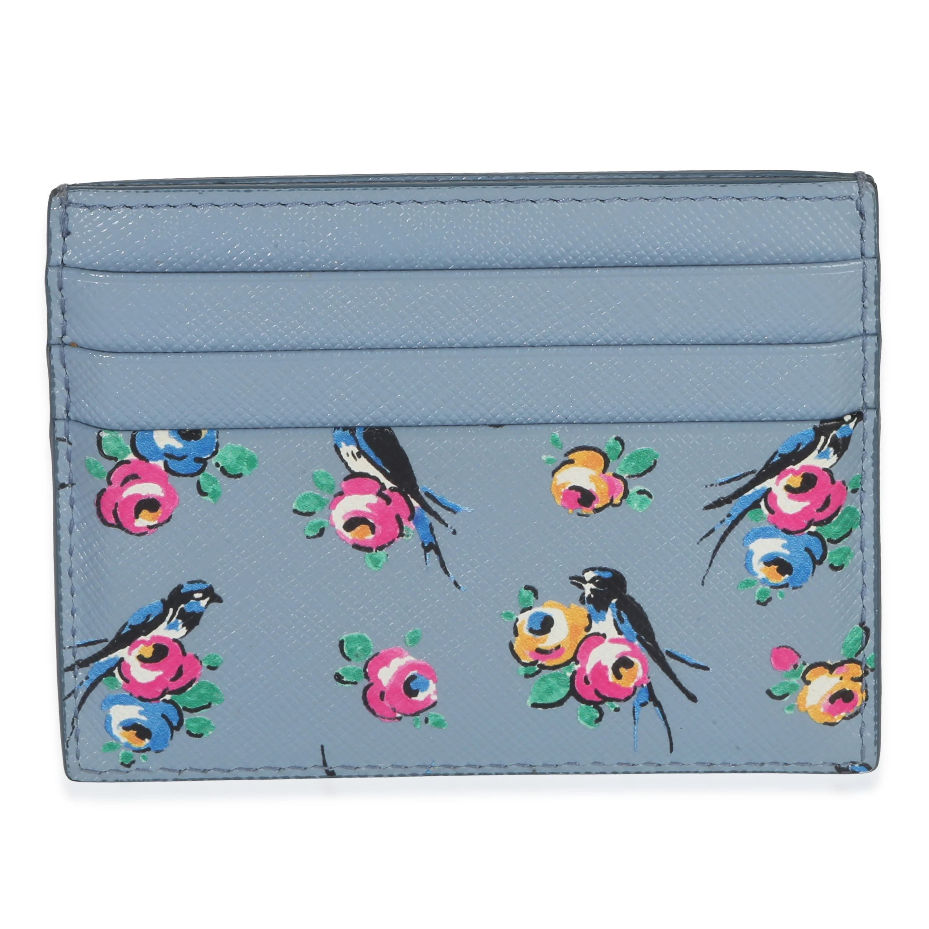 Light Blue Astral Swallow Saffiano Card Holder - Image 4