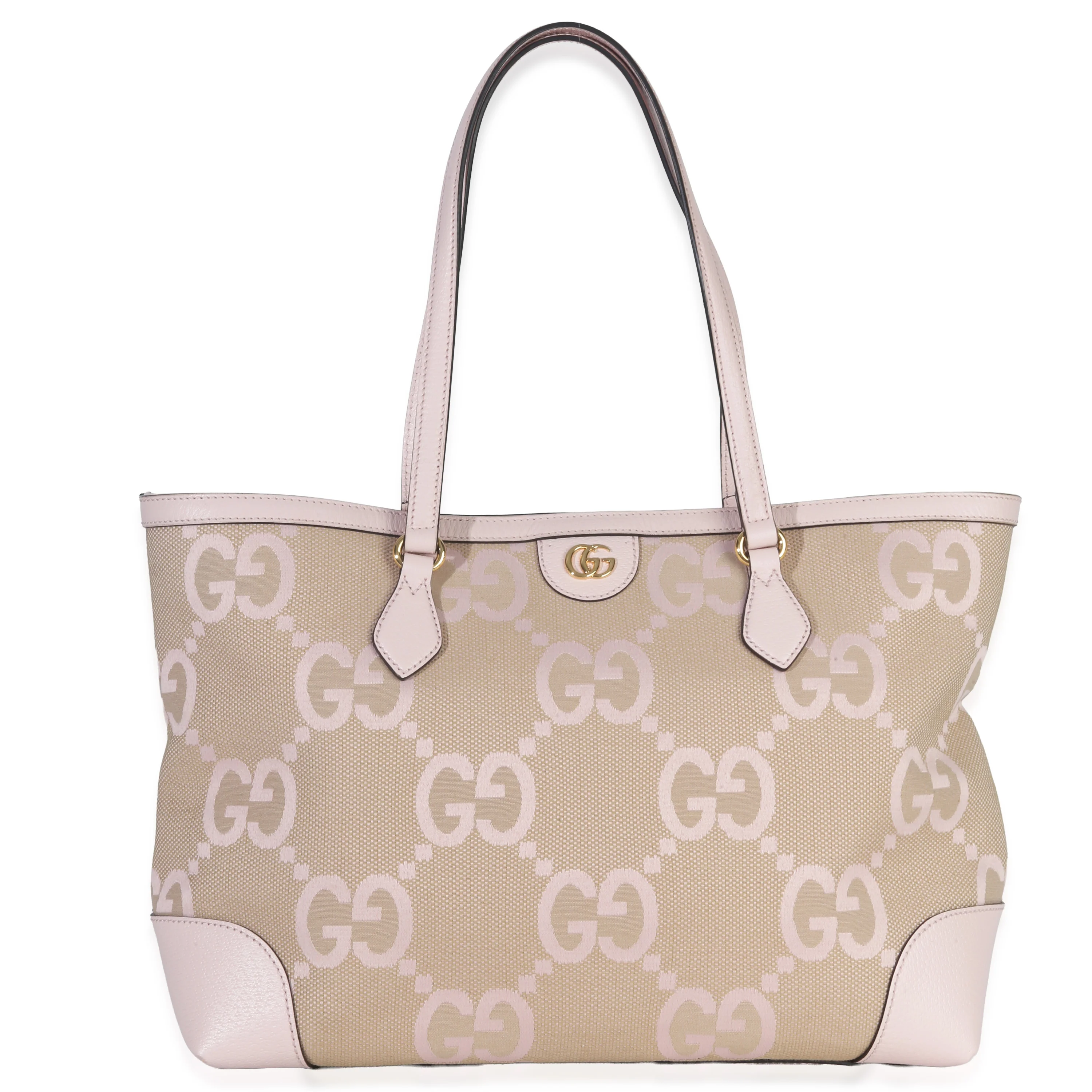 Pink Monogram Jumbo GG Textured Calfskin Large Ophidia Shopping Tote