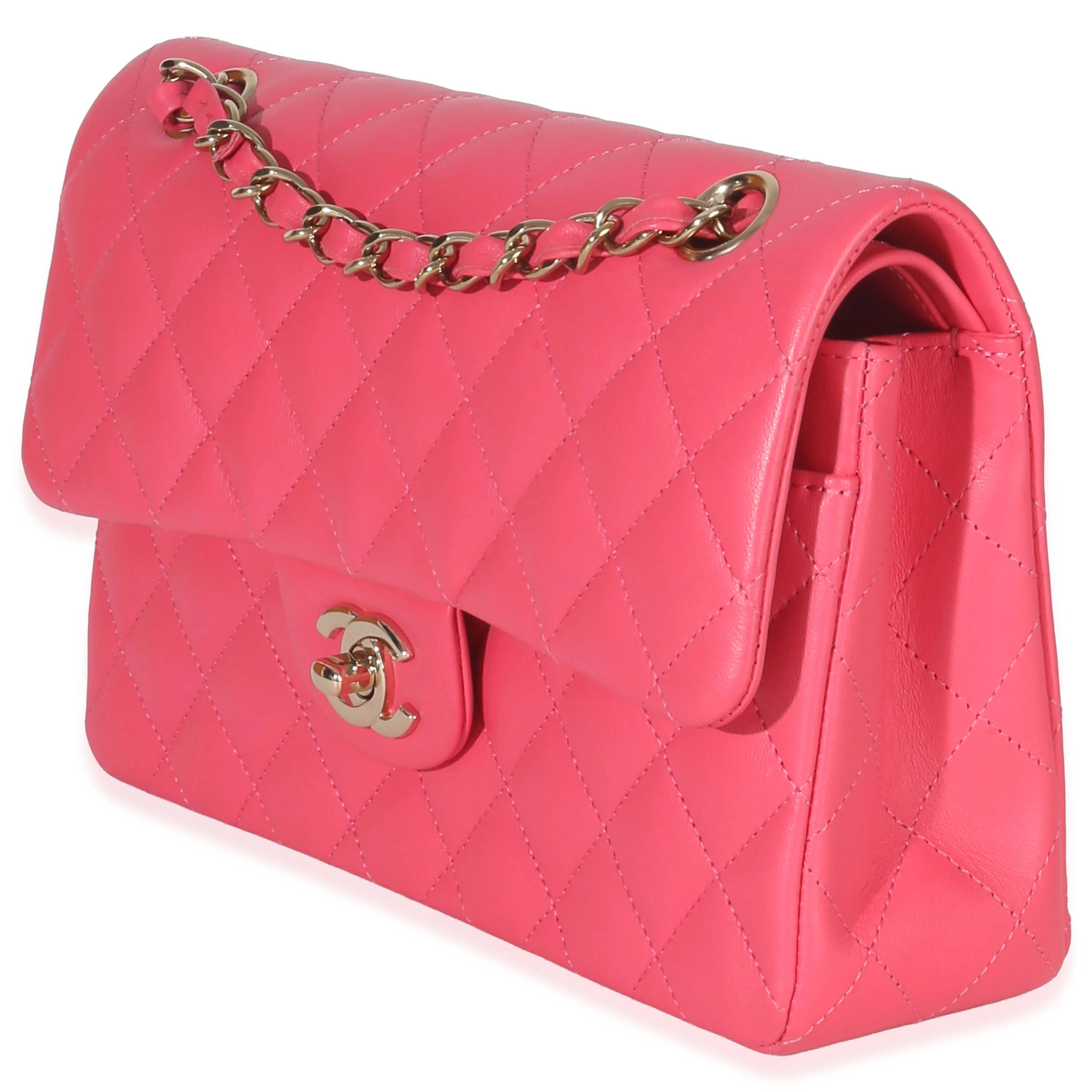 Pink Quilted Lambskin Small Classic Double Flap Bag - Image 2