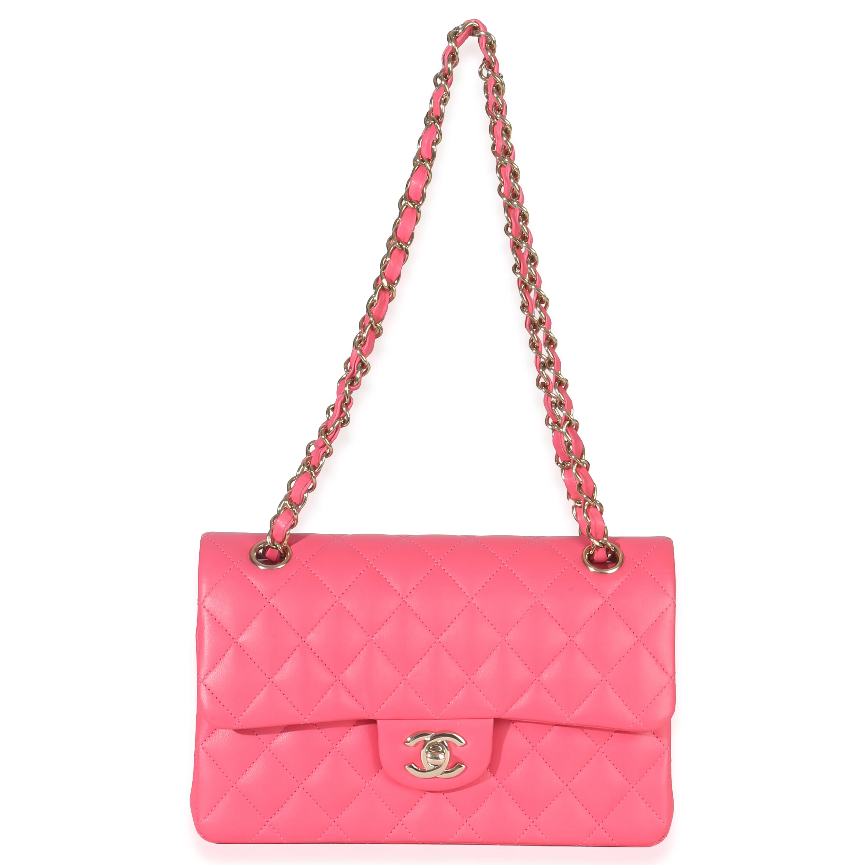 Pink Quilted Lambskin Small Classic Double Flap Bag - Image 8