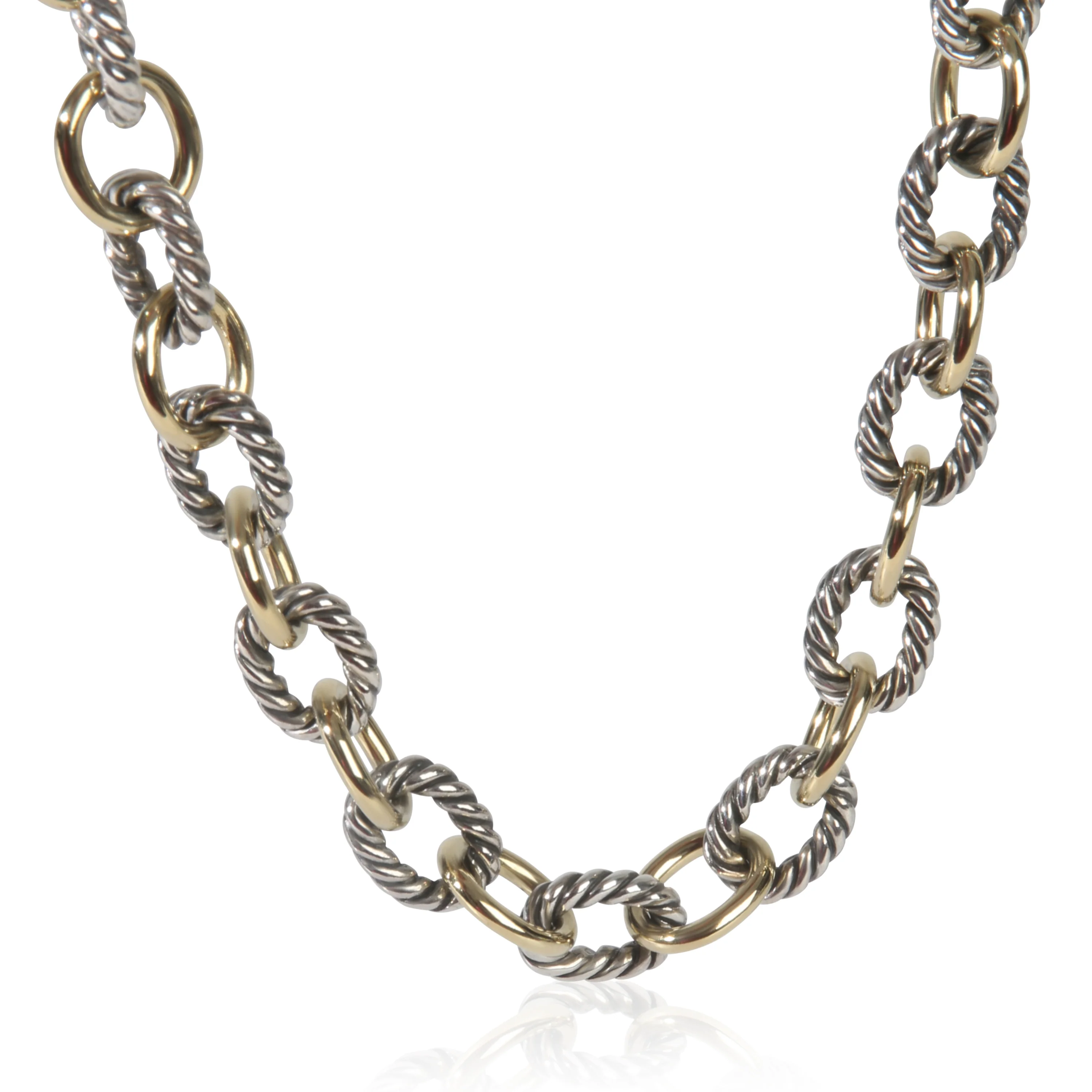 Yellow Gold & Sterling Silver  Oval Link Necklace
