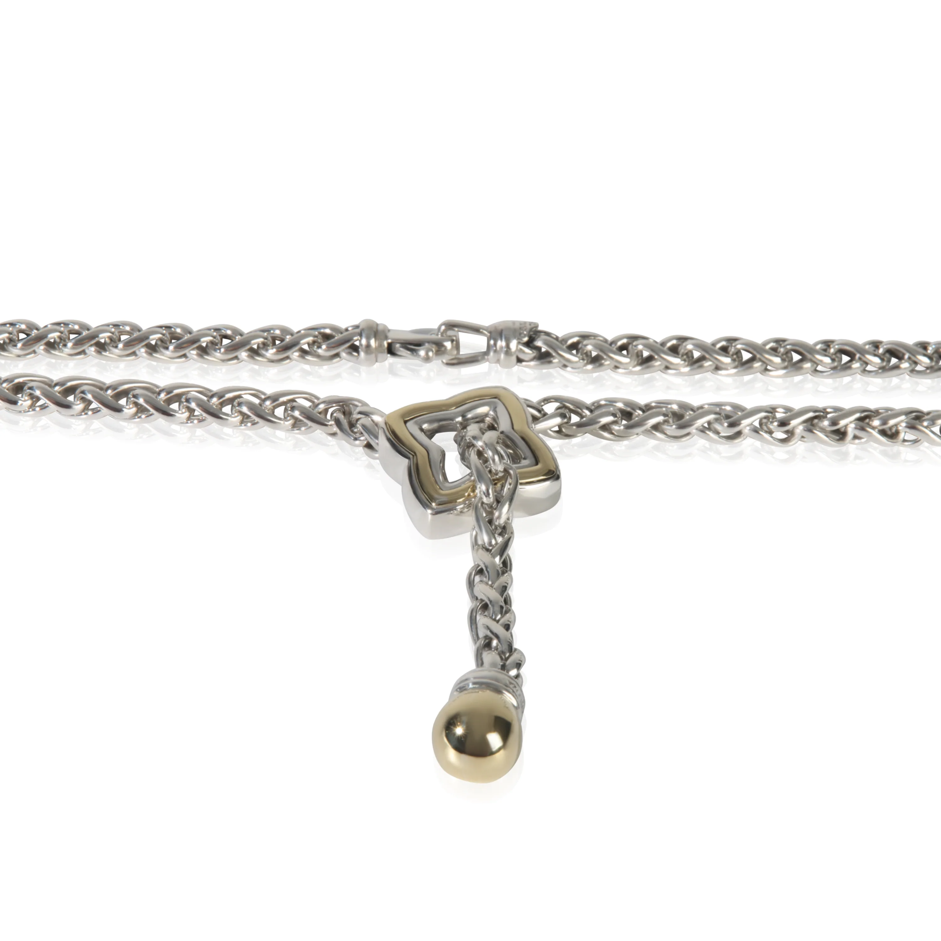 Yellow Gold & Sterling Silver  Quatrefoil Lariat Necklace - Image 2