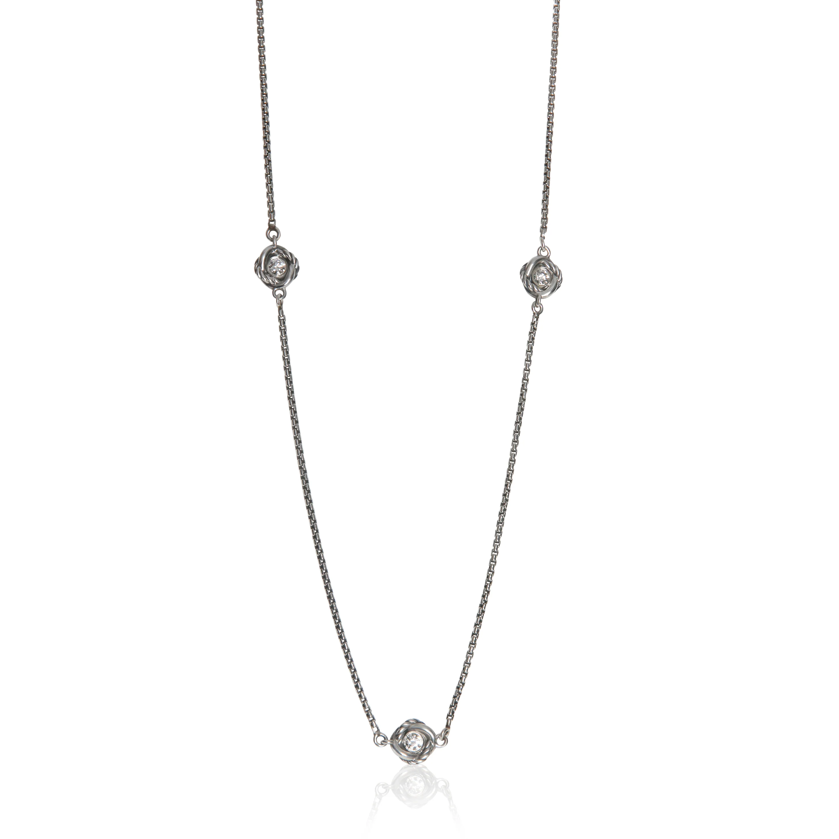 Sterling Silver Diamond Infinity Station Necklace