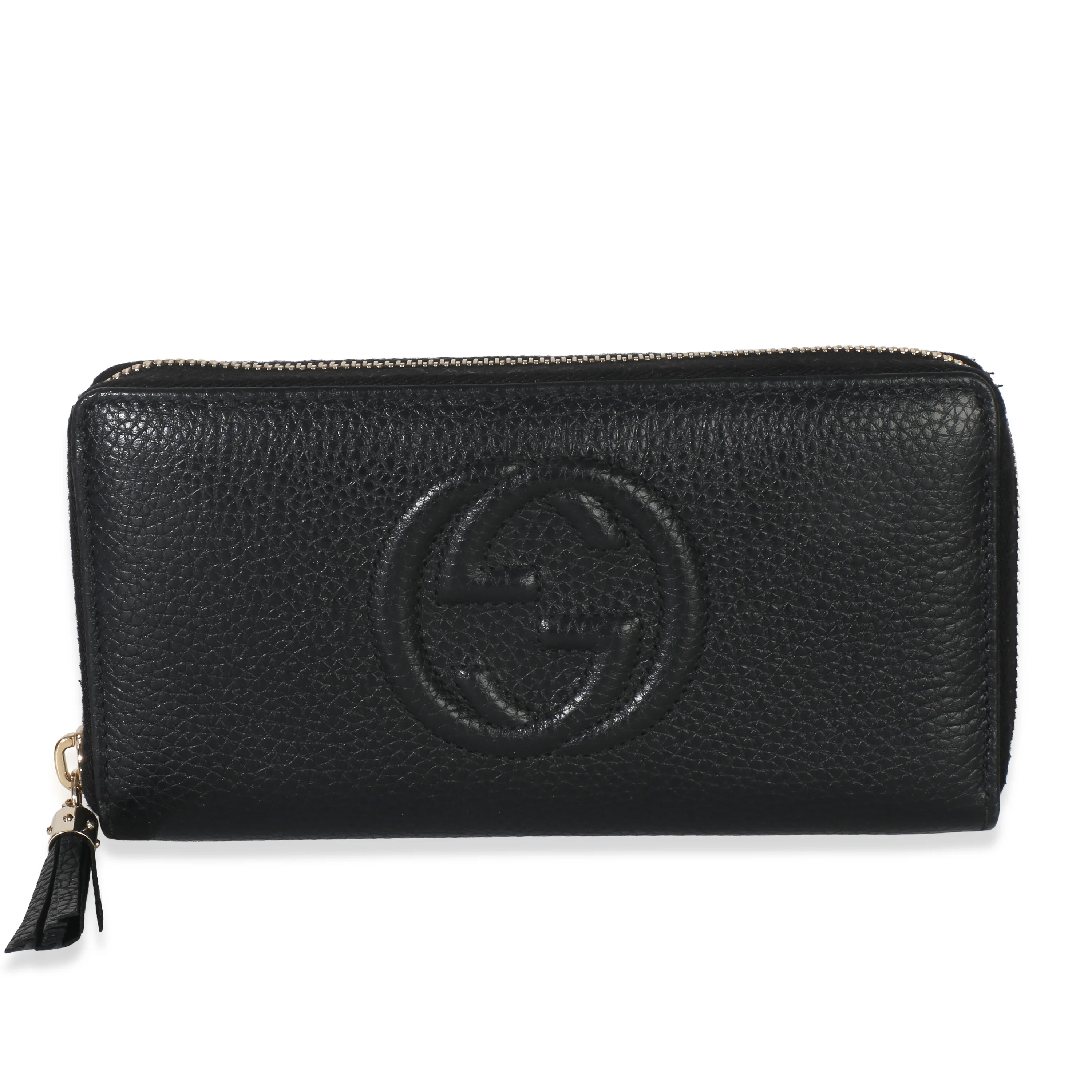 Black Pebbled Calfskin Soho Zip Around Wallet