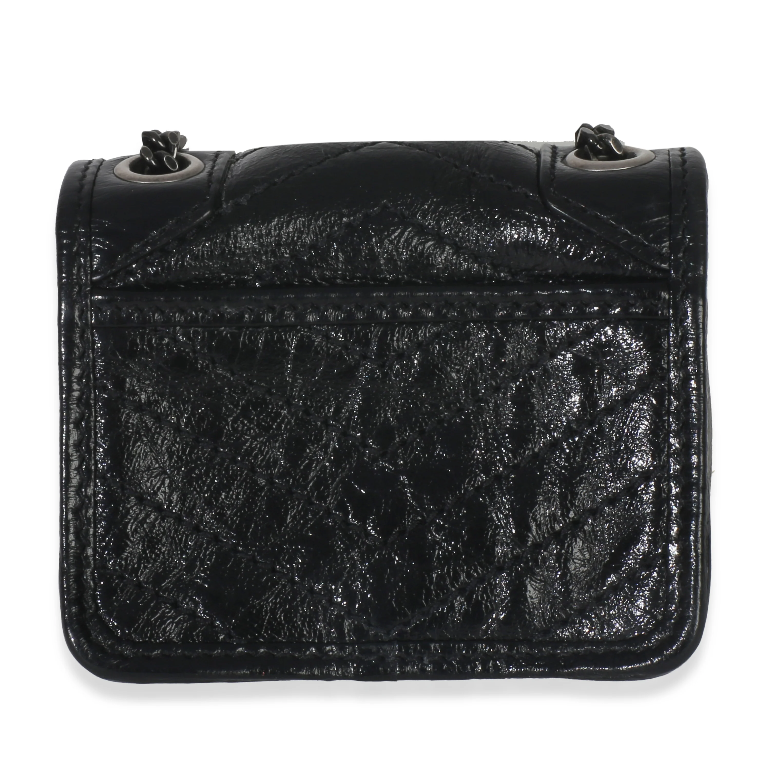 Black Crinkled Calfskin Matelasse Micro Niki Airpods Case - Image 4