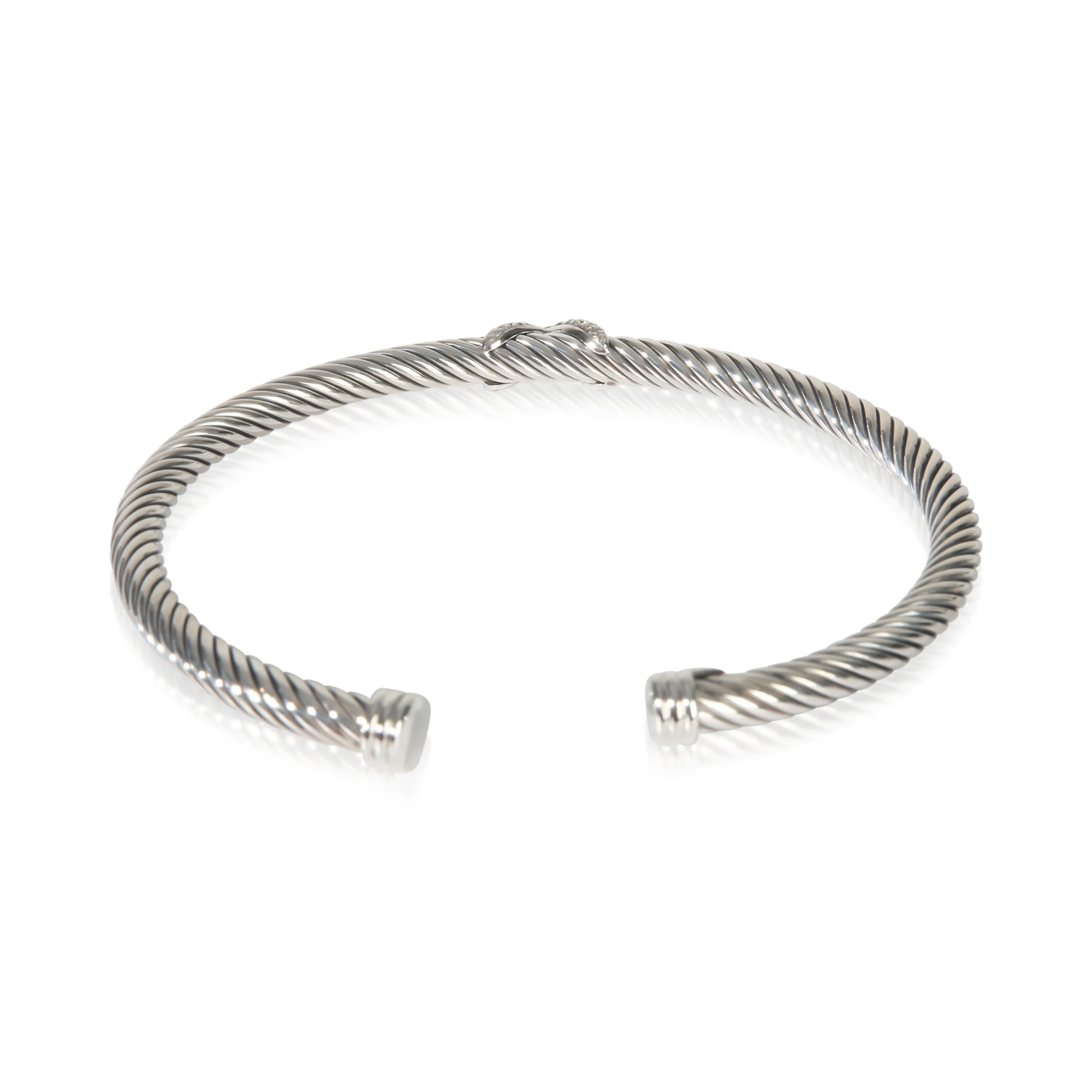 Sterling Silver Diamond Cable X Bracelet - Image 3