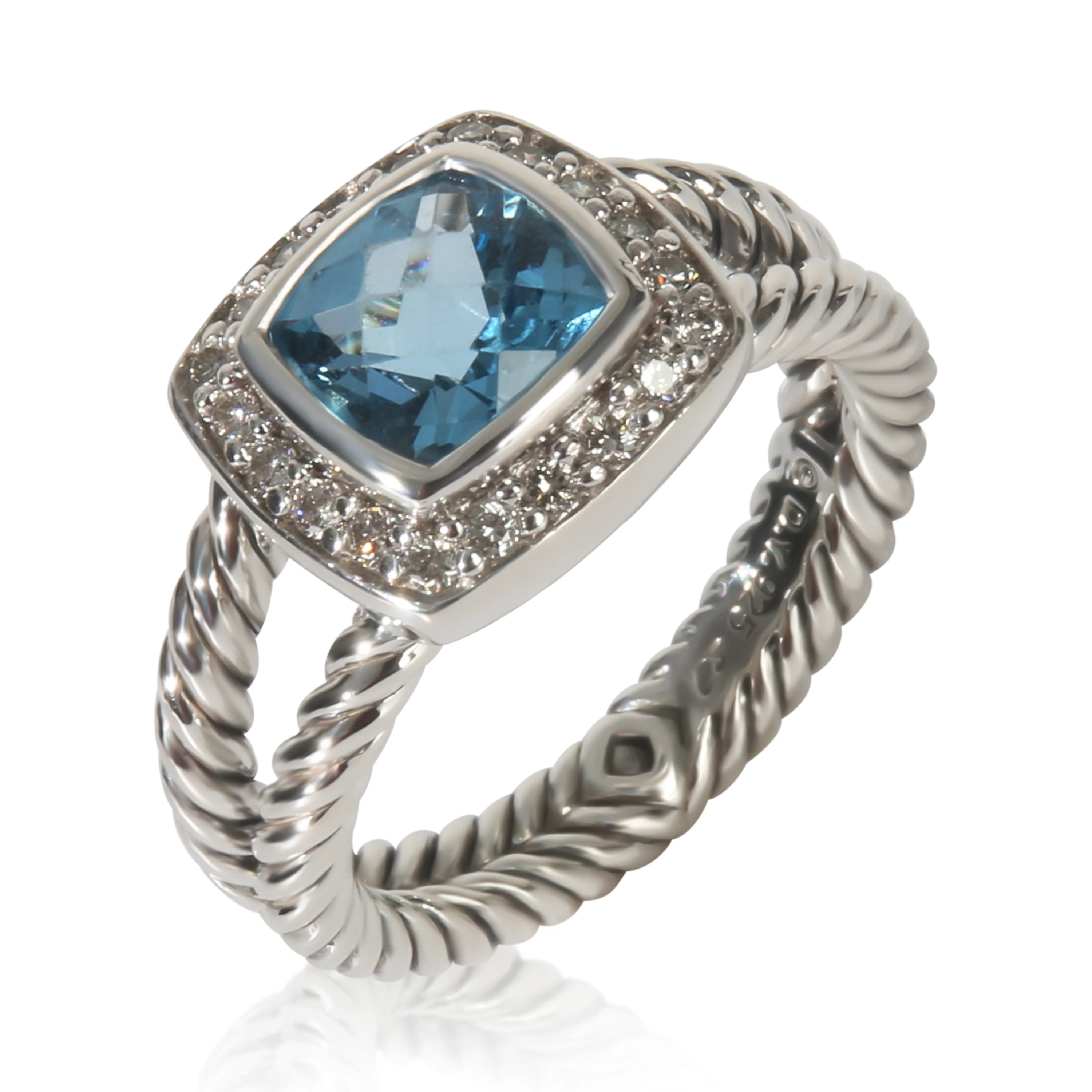 Sterling Silver Topaz and Diamond Ring - Image 5