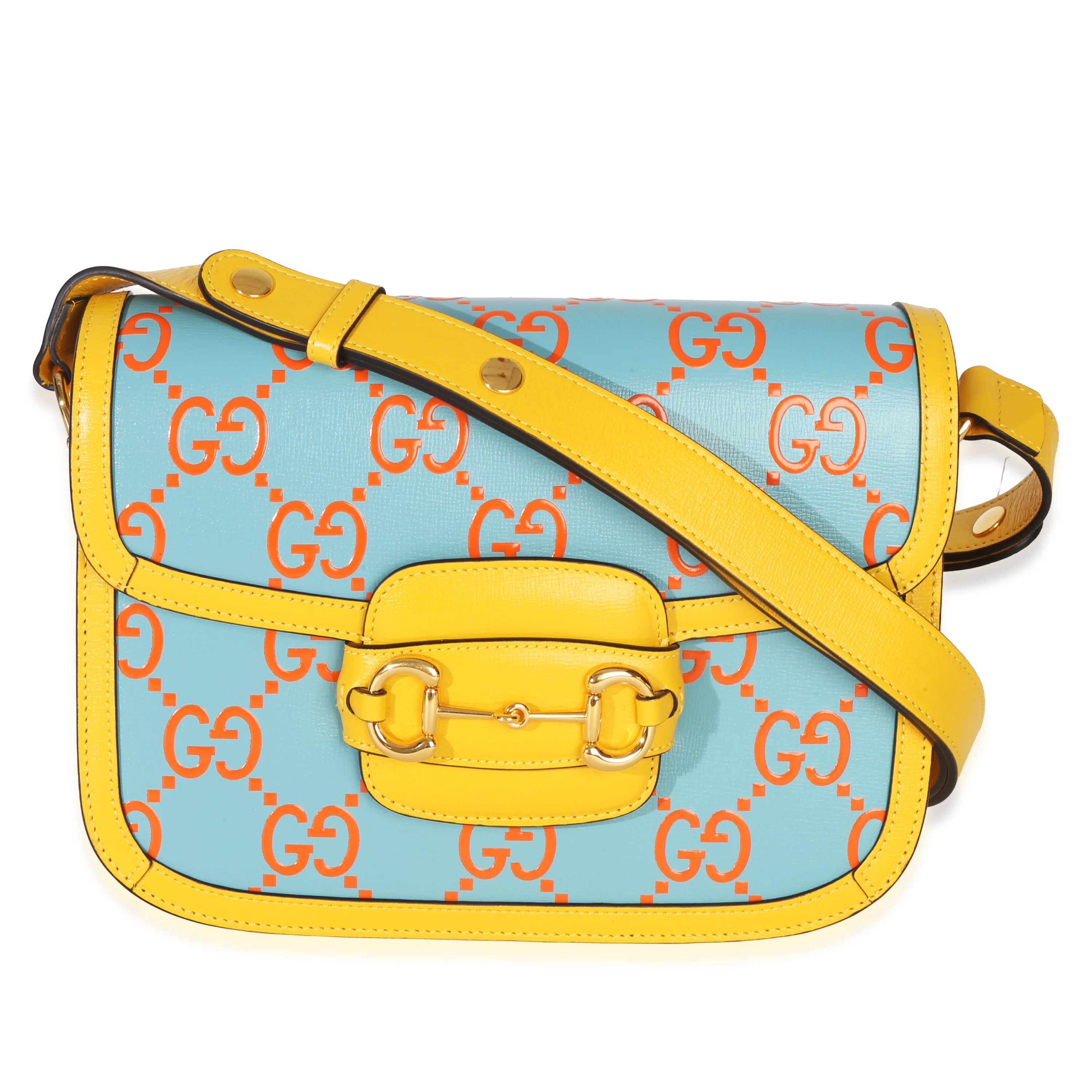 Blue Orange Calfskin Horsebit 1955 Shoulder Bag