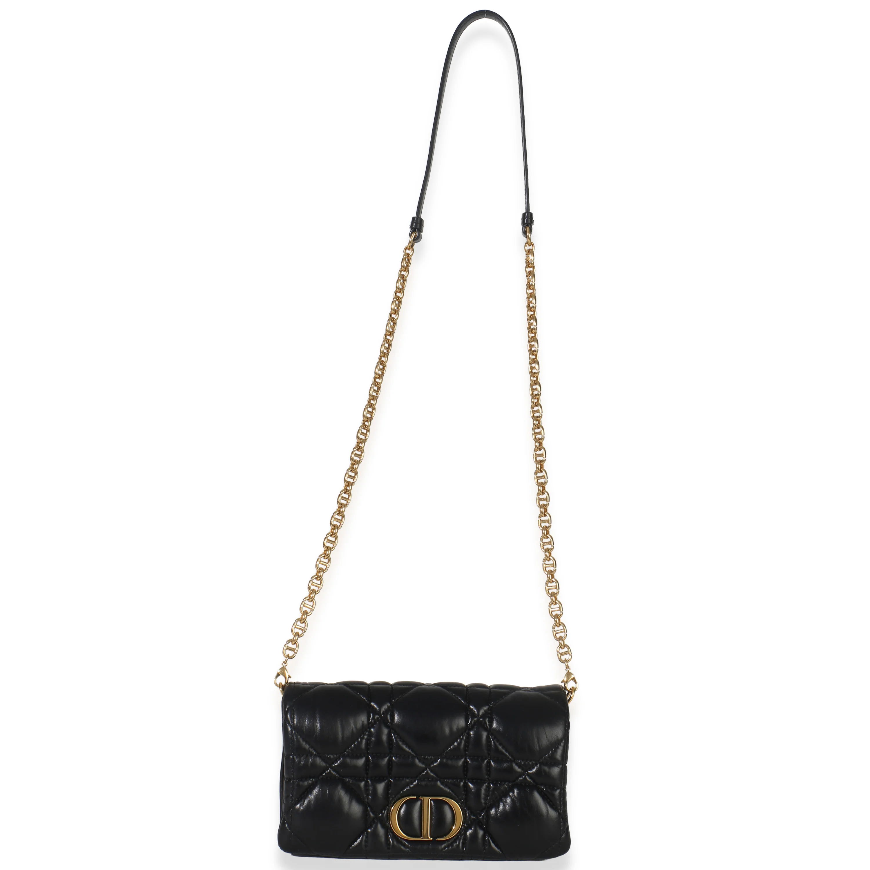 Black Puffy Calfskin Macrocannage Mini Caro Bag - Image 8