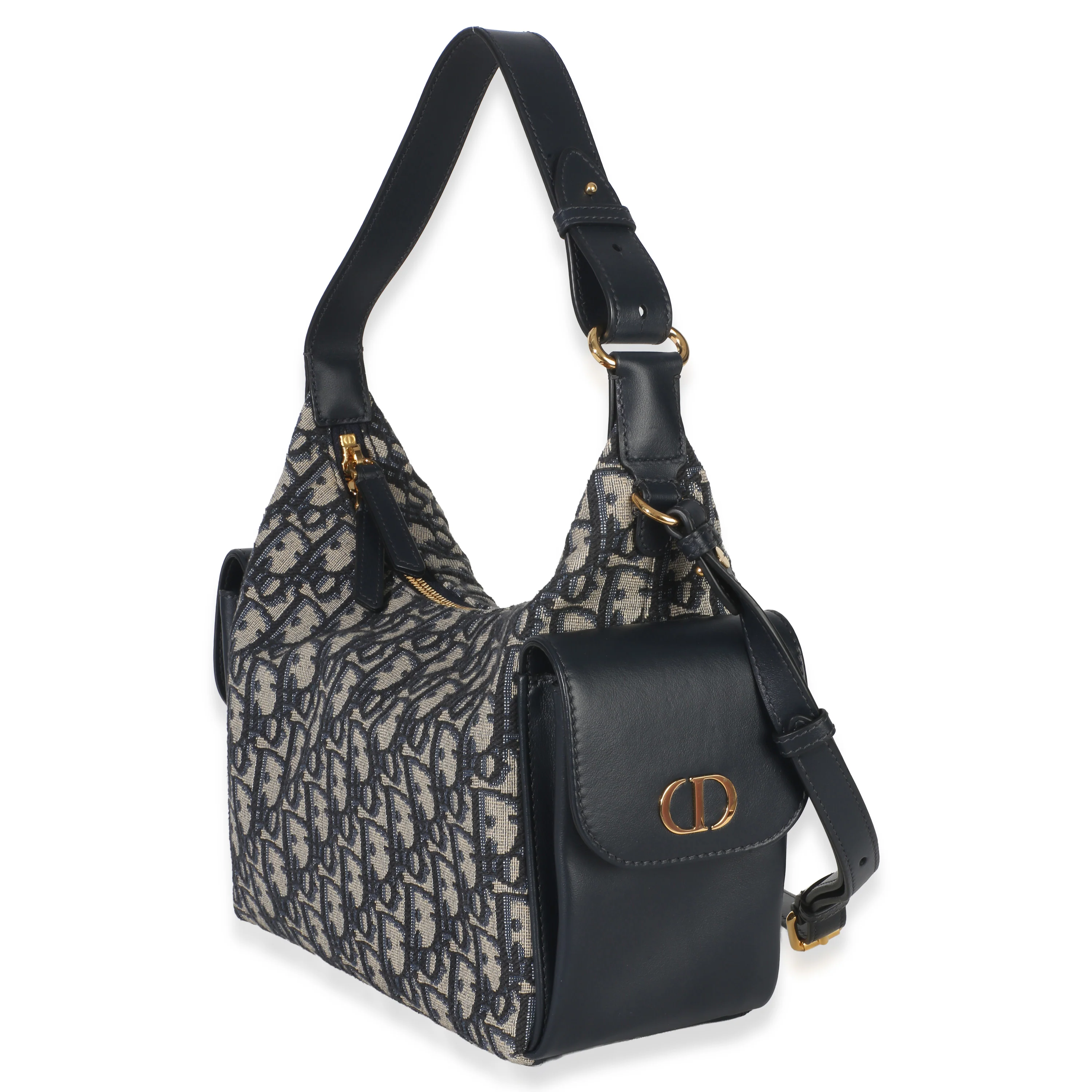 Blue Oblique Jacquard Calfskin Medium D-Dream Hobo - Image 2