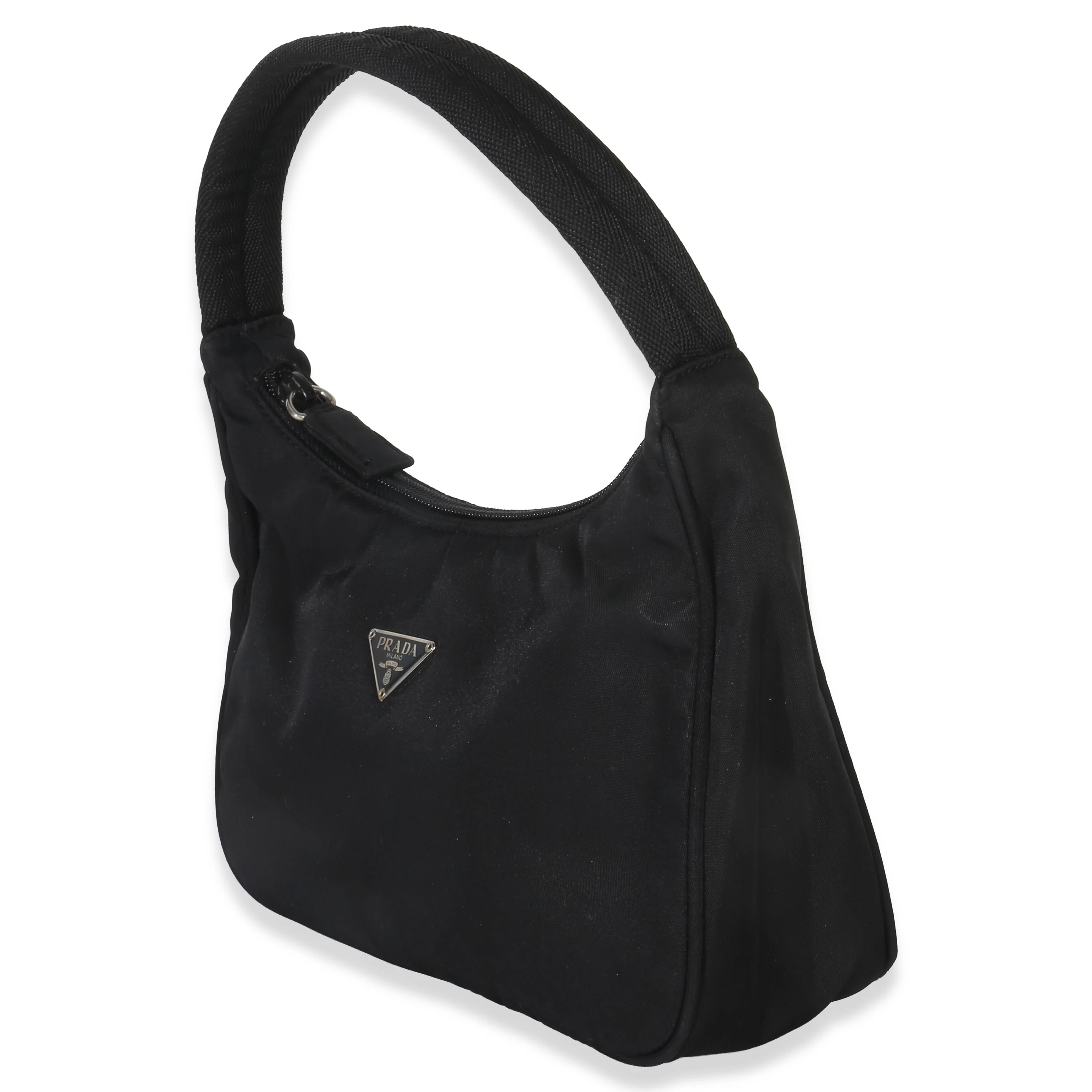 Black Nylon Tessuto Mini Hobo - Image 2