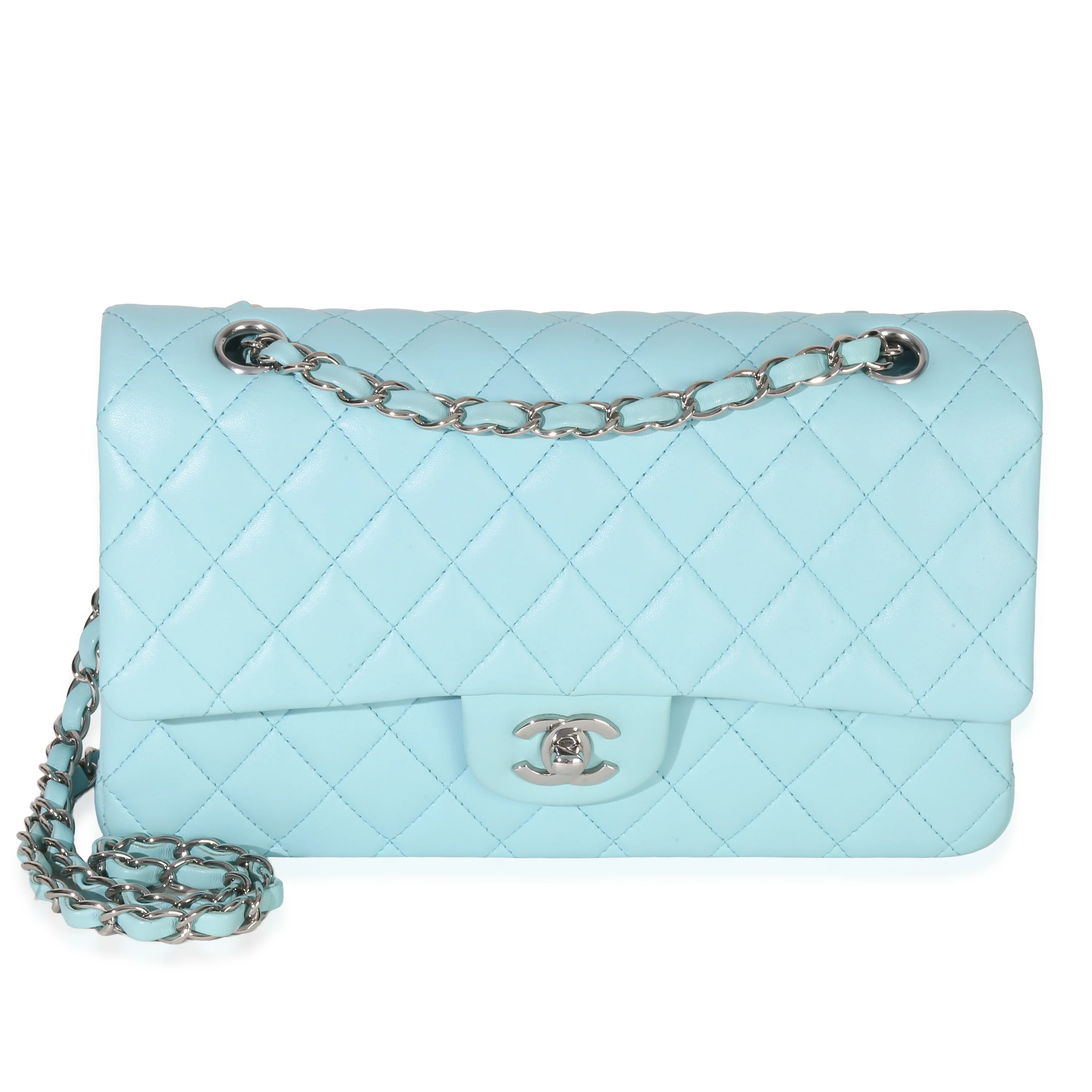 Blue Quilted Lambskin Medium Classic Double Flap Bag