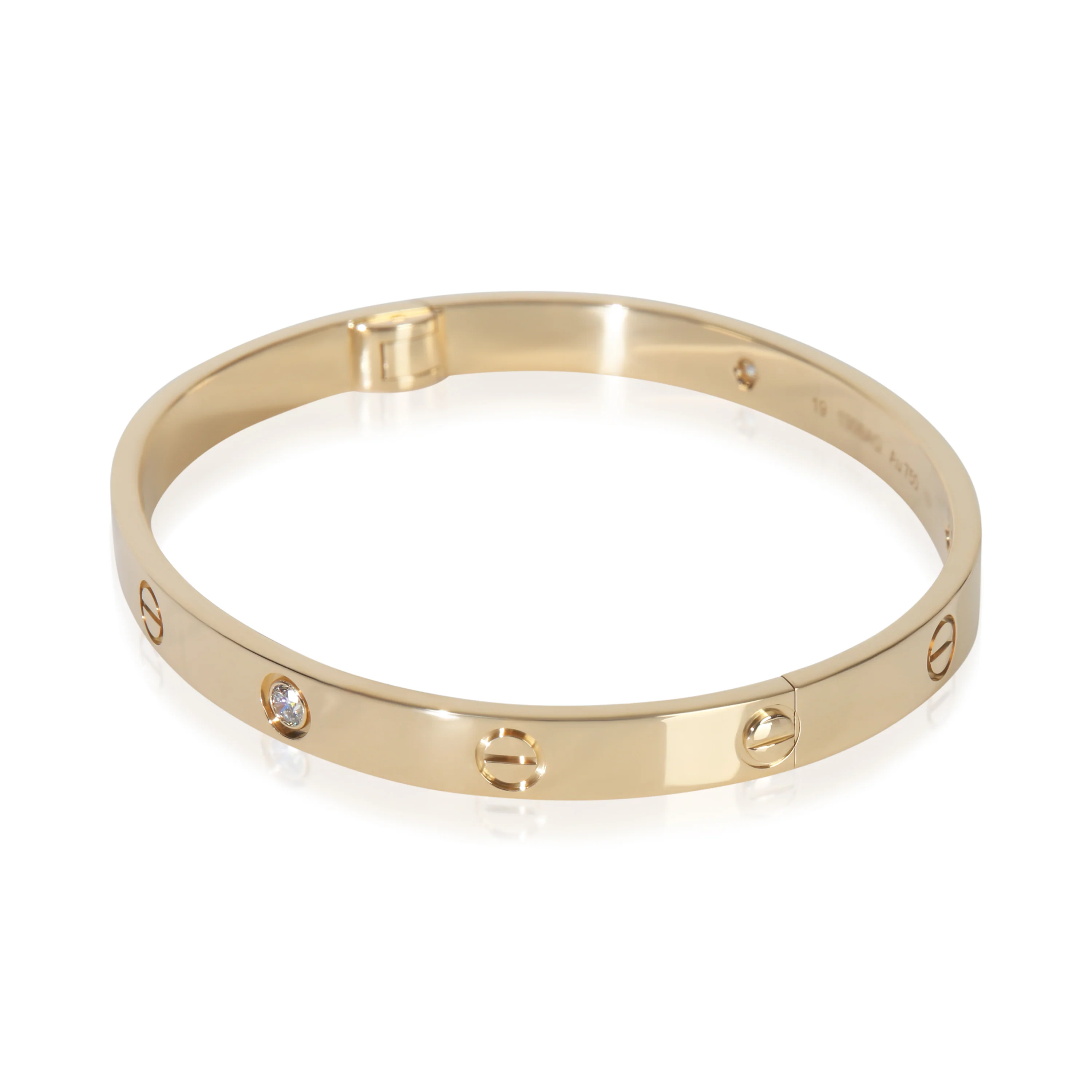 Yellow Gold Diamond Love Single Screw Closure Bracelet - Image 2