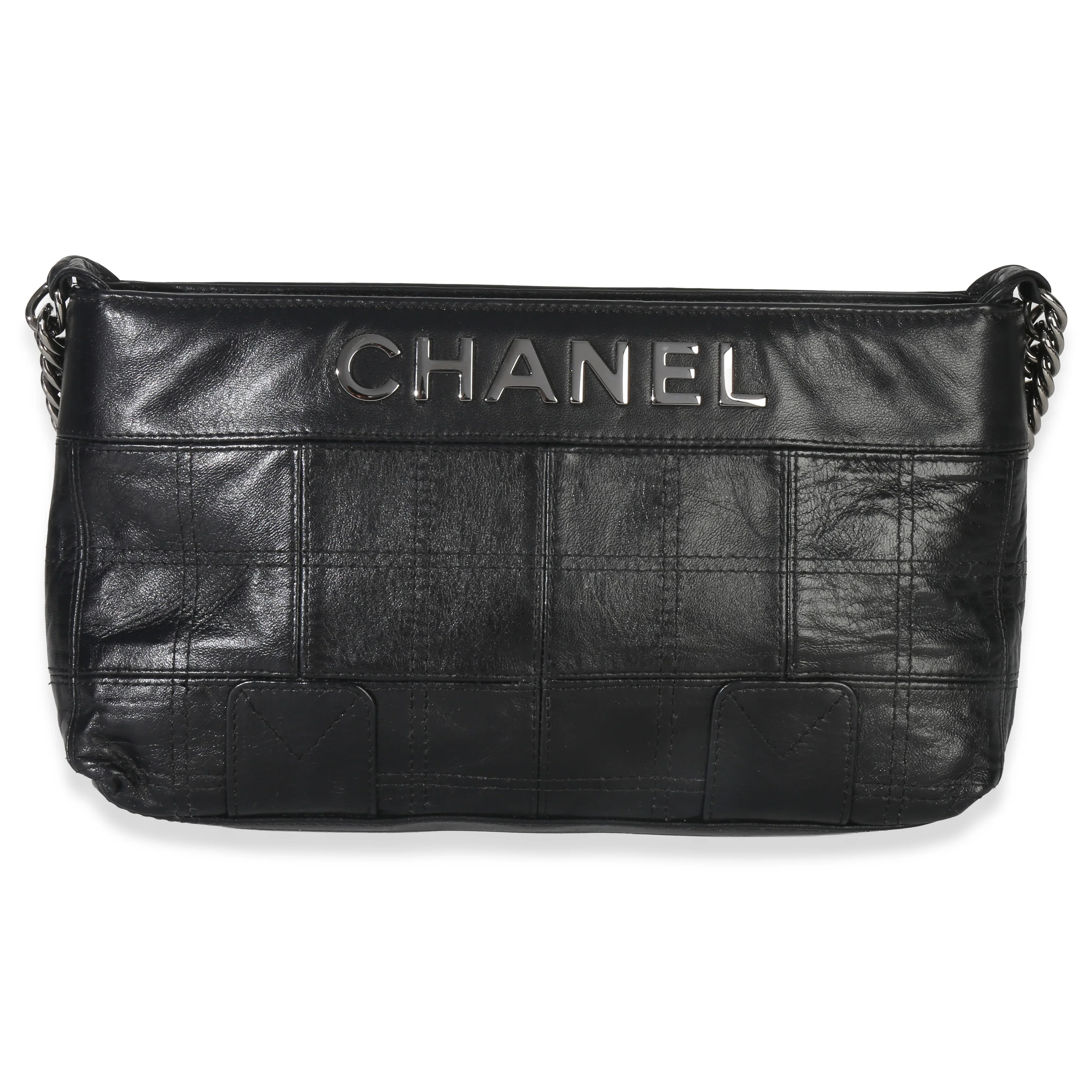 Black Quilted Square Lambskin LAX Pochette - Image 5
