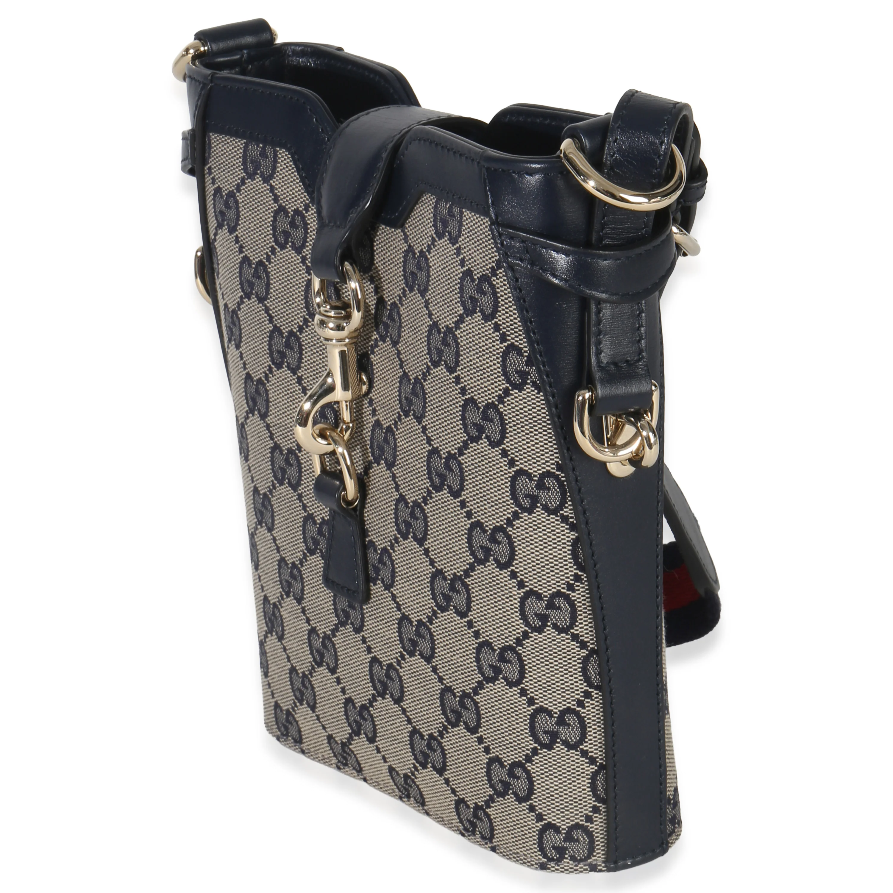 Navy Beige GG Supreme Monogram Mini Bucket Bag - Image 2