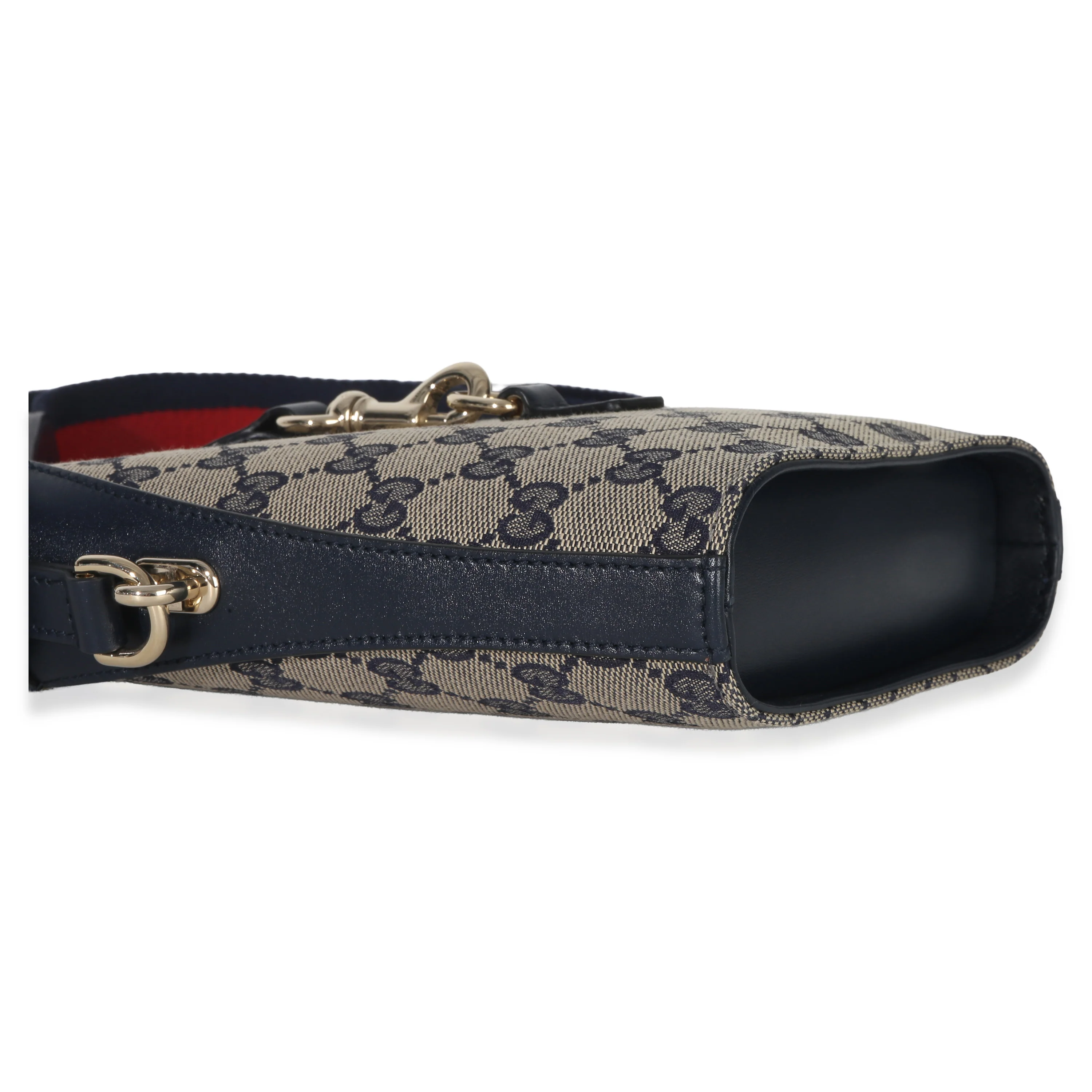 Navy Beige GG Supreme Monogram Mini Bucket Bag - Image 6