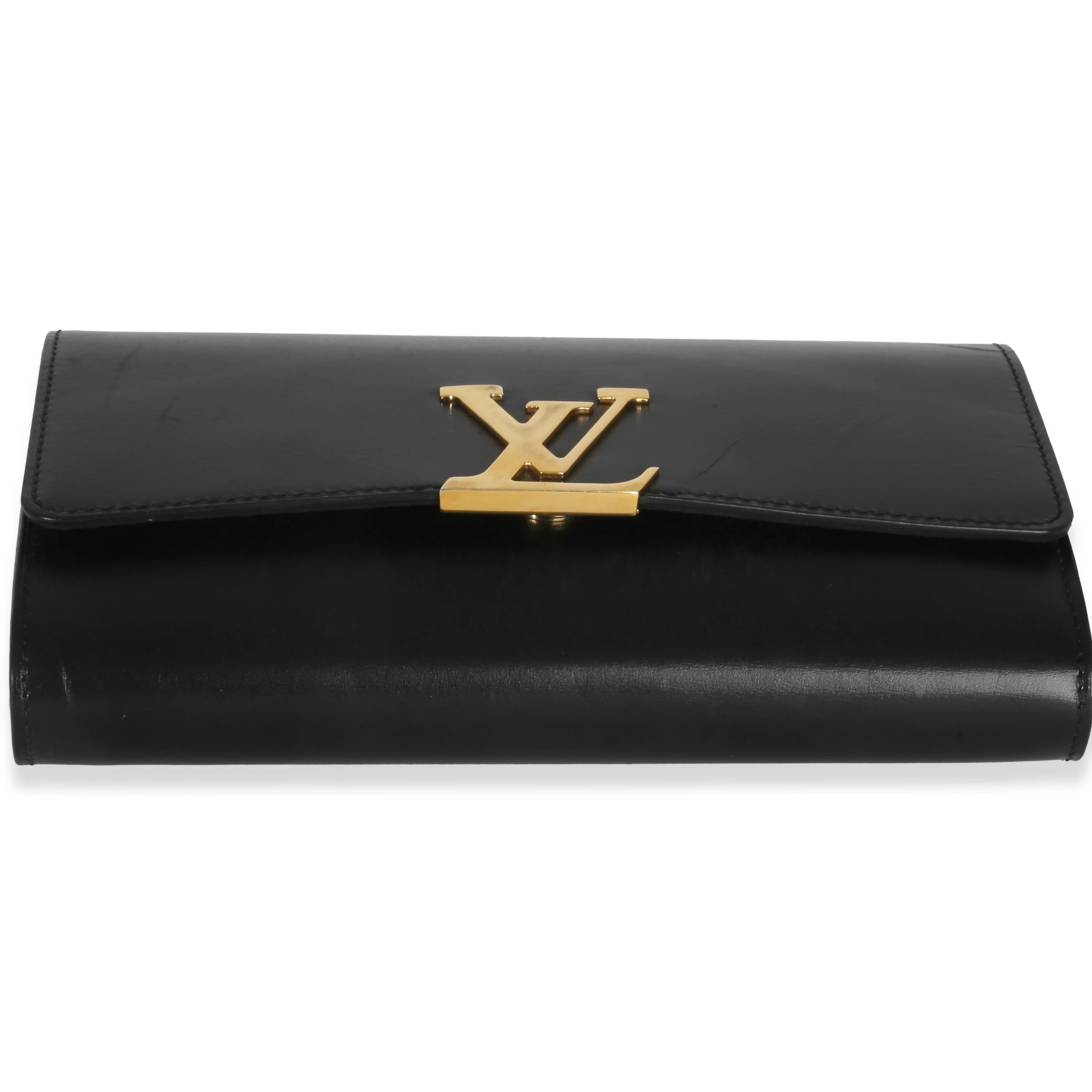 Black Calfskin Leather Chain Louise Clutch MM - Image 5