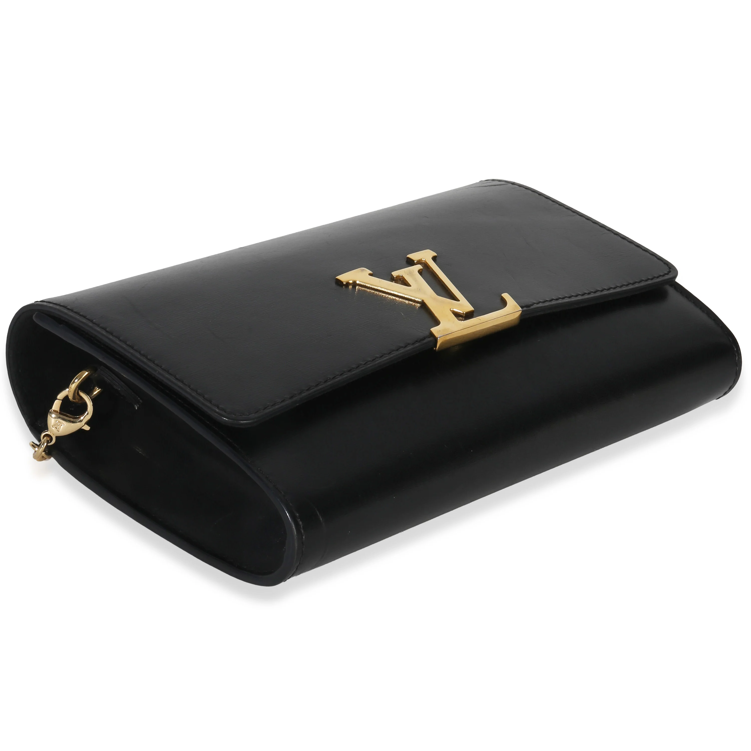 Black Calfskin Leather Chain Louise Clutch MM - Image 6