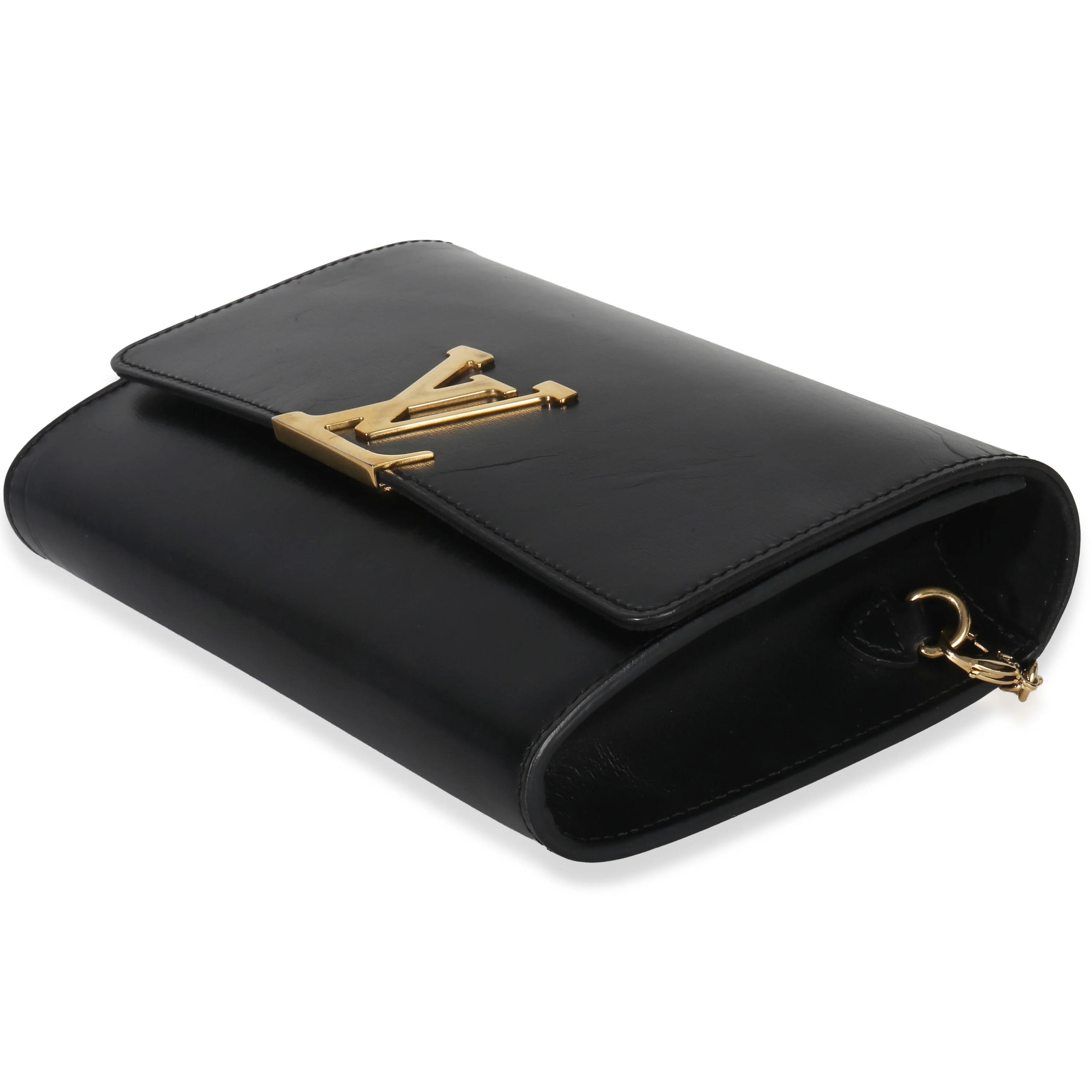 Black Calfskin Leather Chain Louise Clutch MM - Image 7