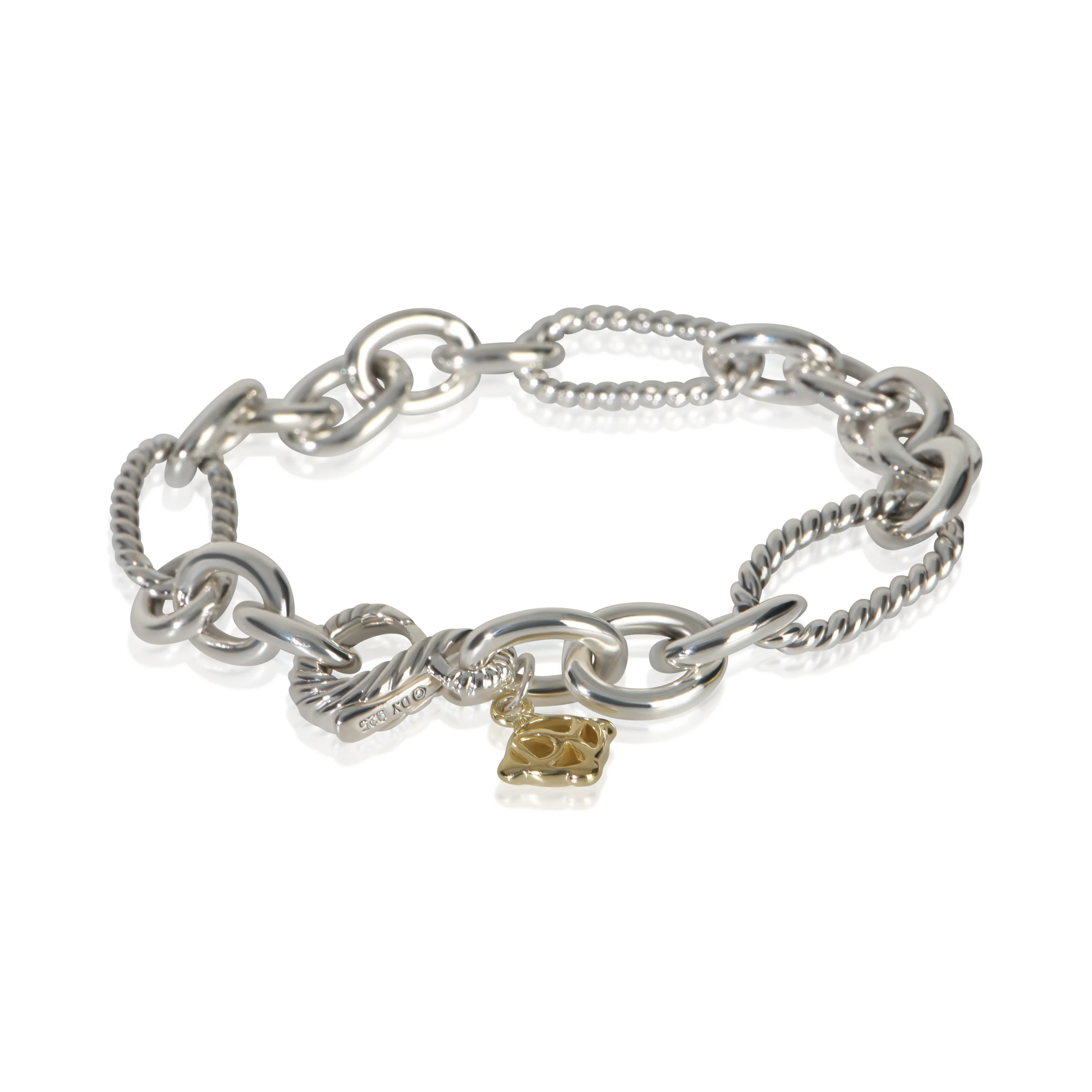 Yellow Gold & Sterling Silver  Figaro Link Bracelet - Image 3