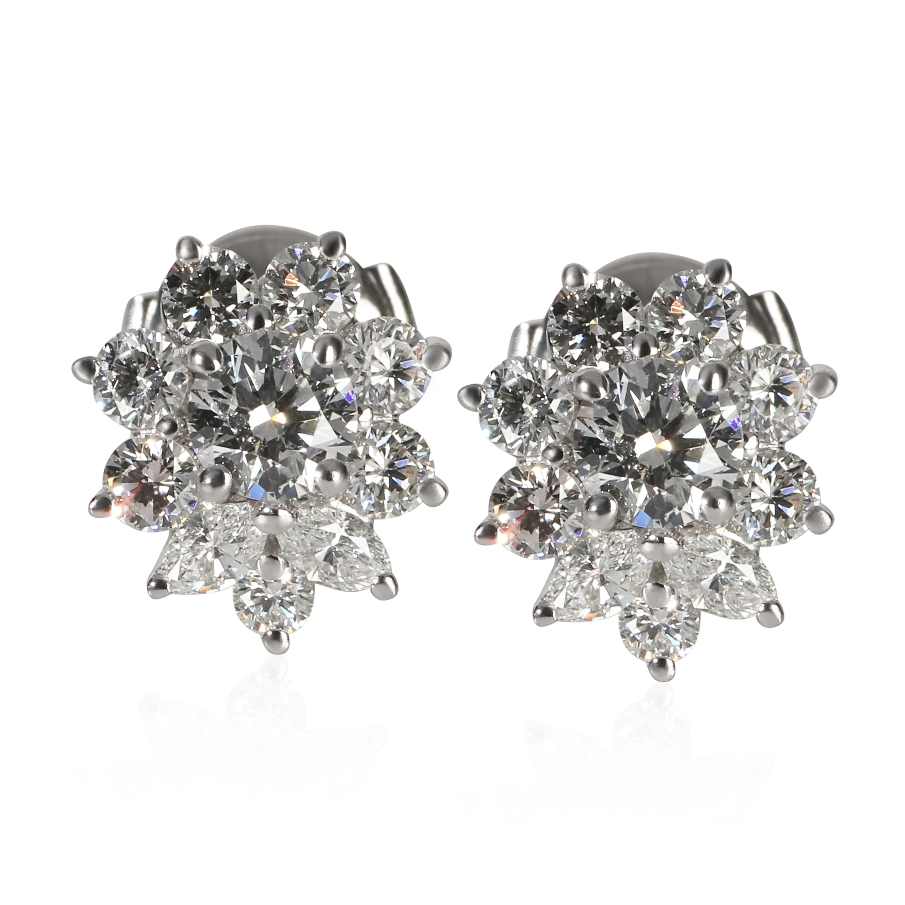 Platinum Diamond Victoria Cluster Earrings