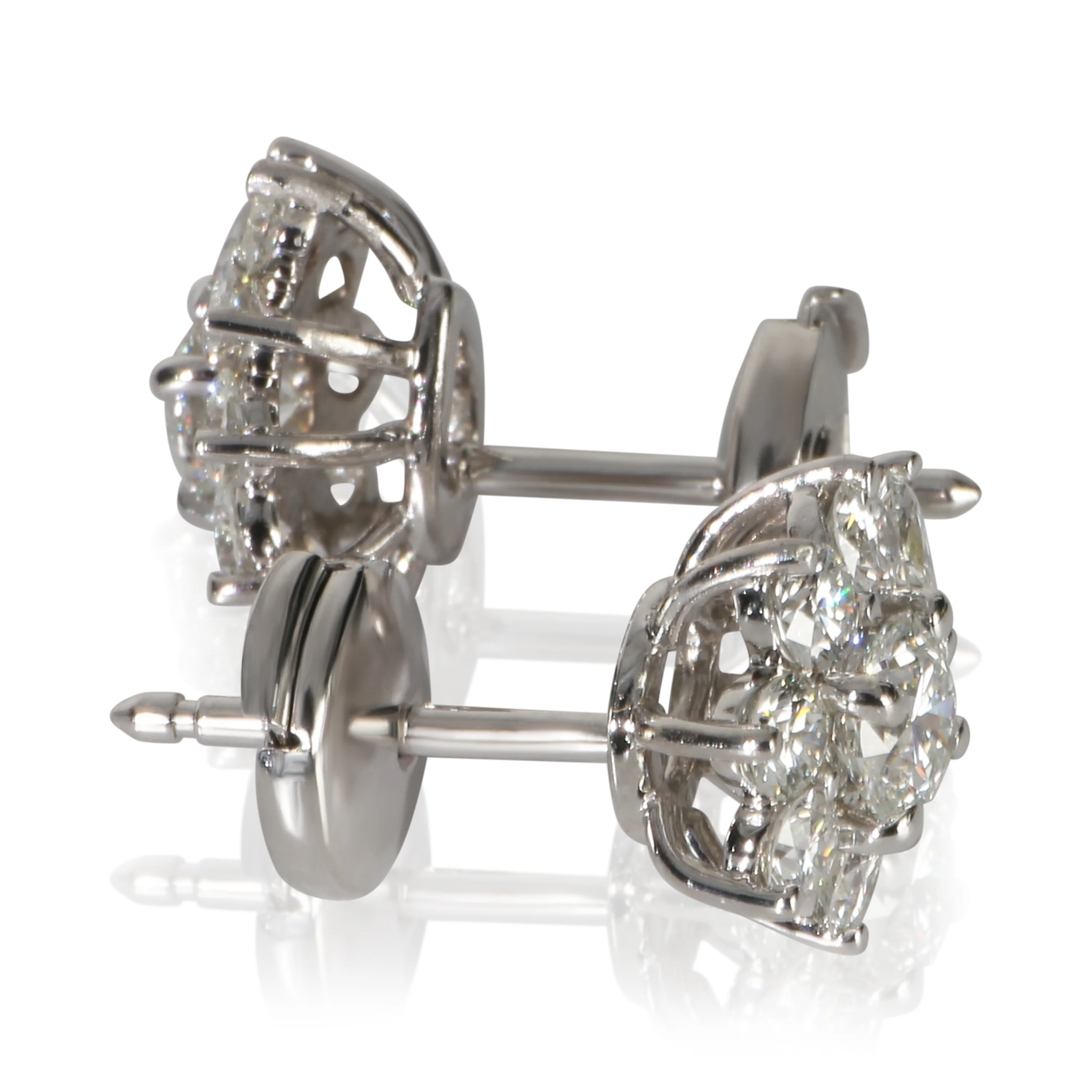 Platinum Diamond Victoria Cluster Earrings - Image 6