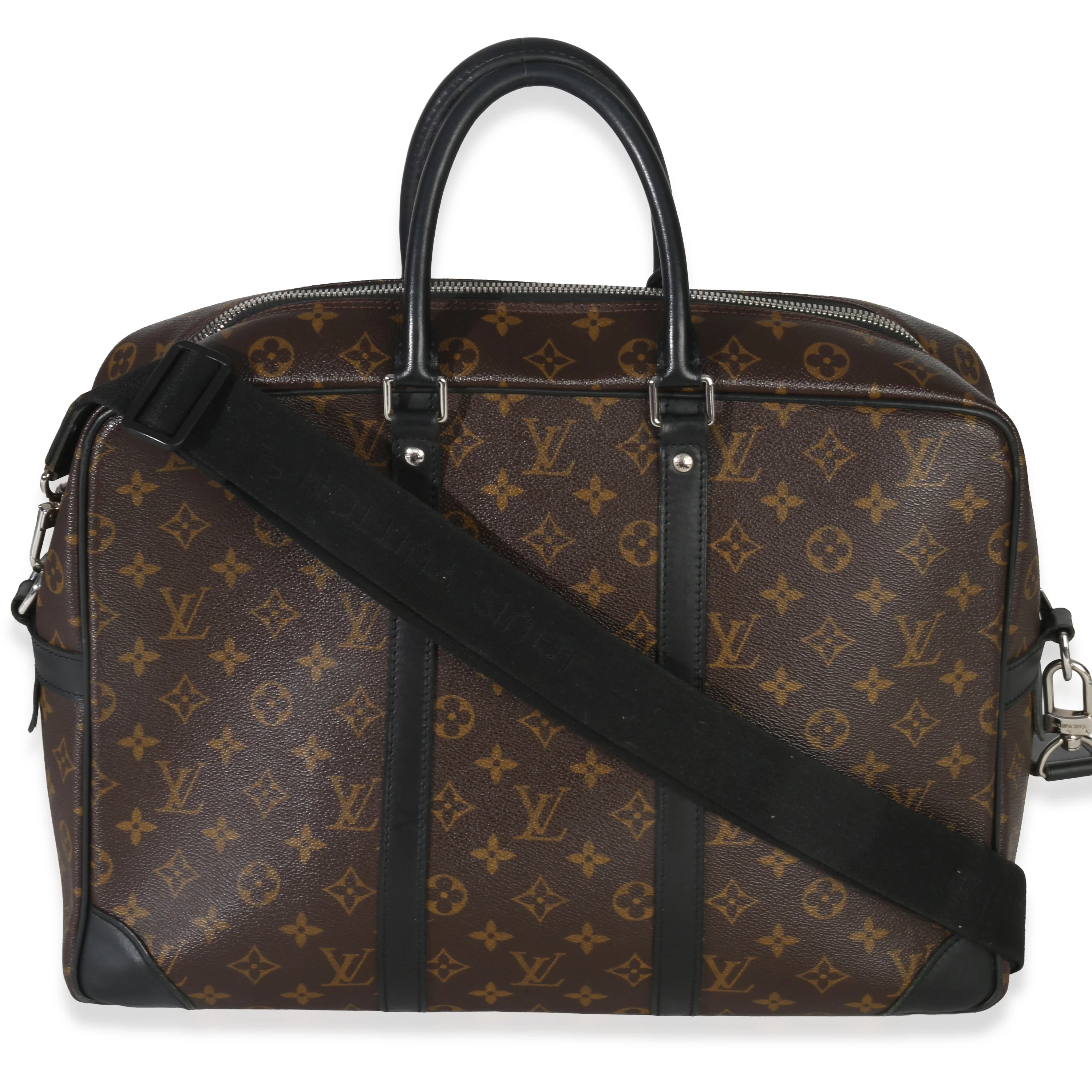 Black Monogram Canvas Porte Documents Briefcase
