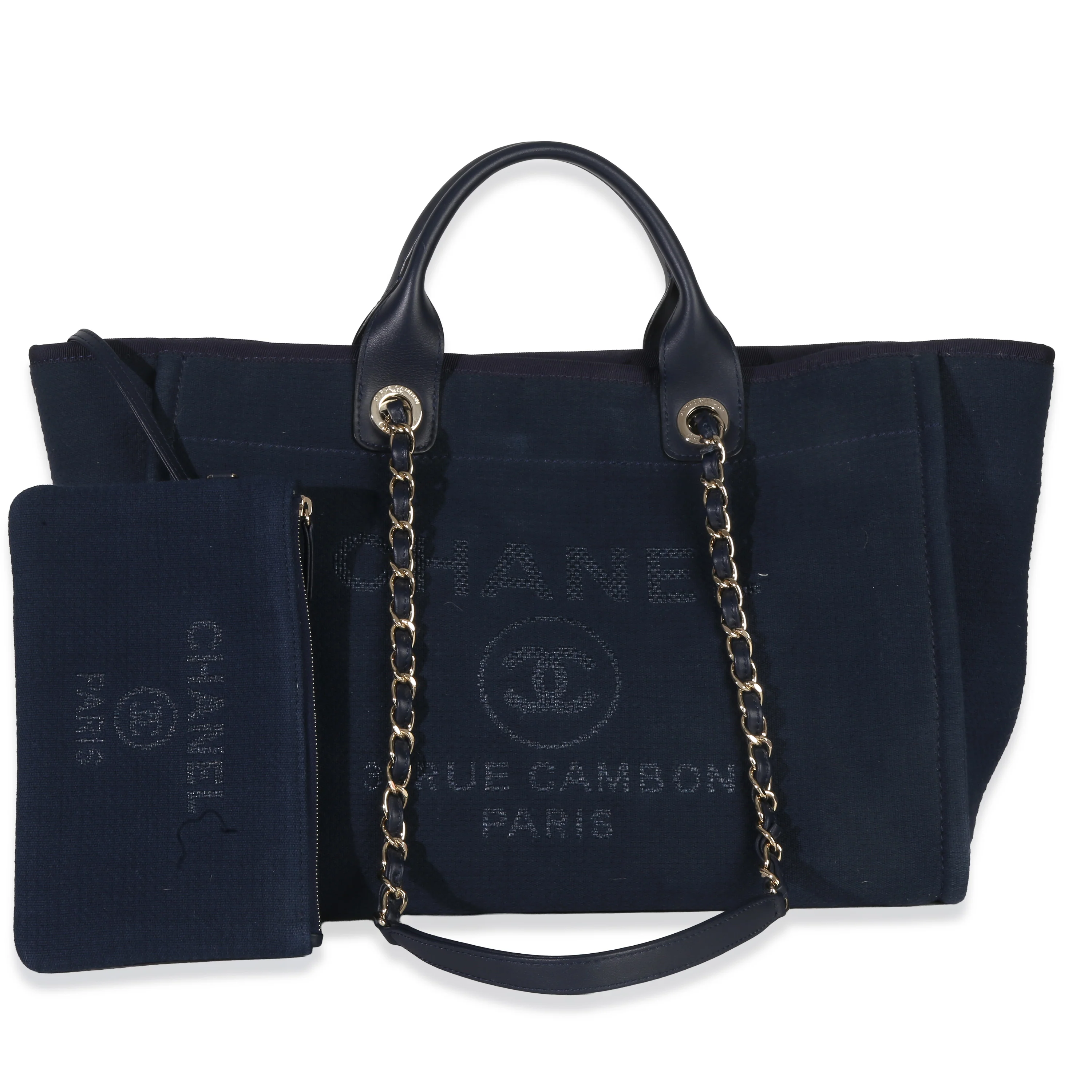 Navy Mixed Fibers Large Deauville Tote