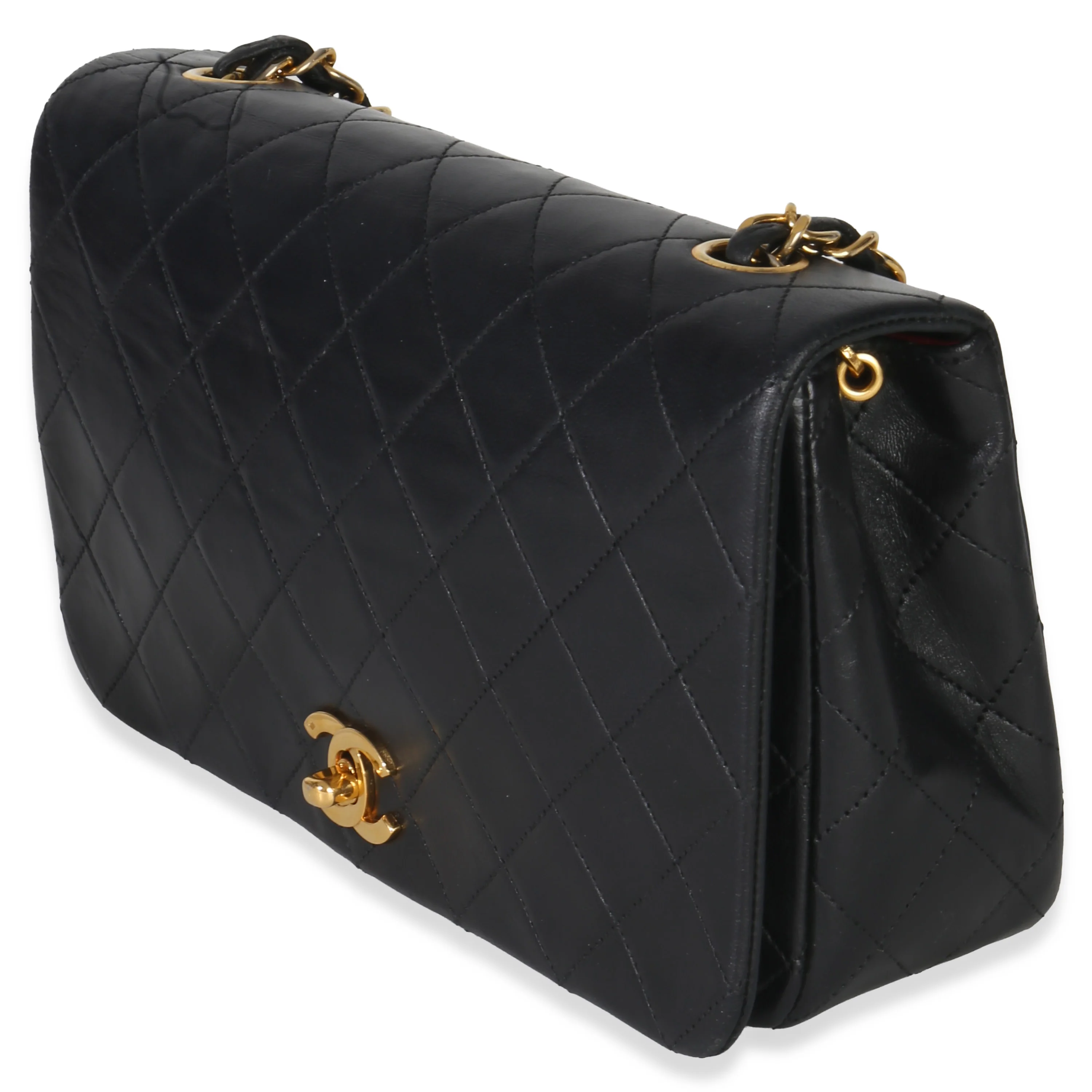 Vintage 24k Black Quilted Lambskin Single Full Flap Bag - Image 2
