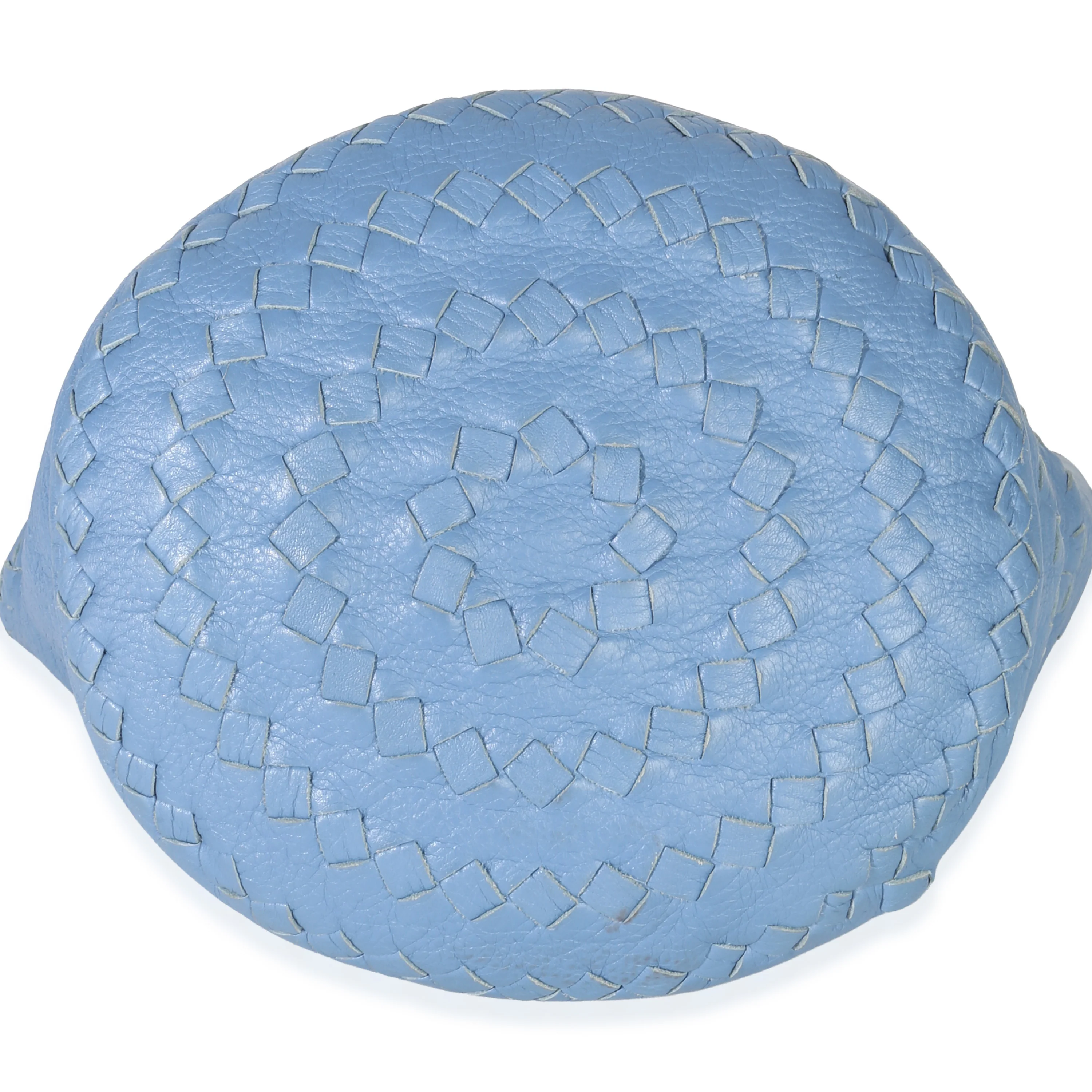 Blue Intrecciato Trimmed Cervo Small Bucket Bag - Image 5