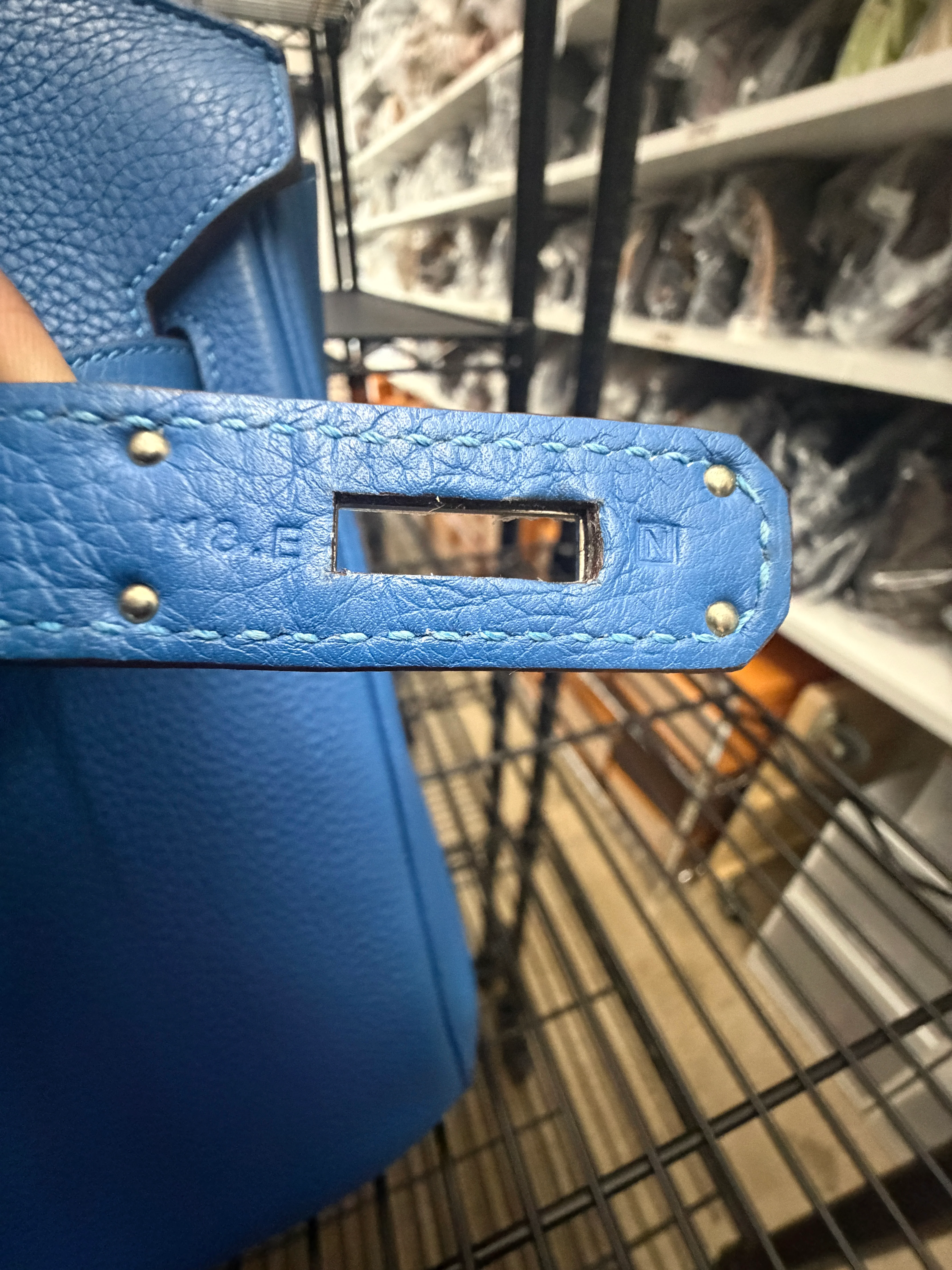 Bleu Zellige Togo Birkin 35 PHW - Image 10