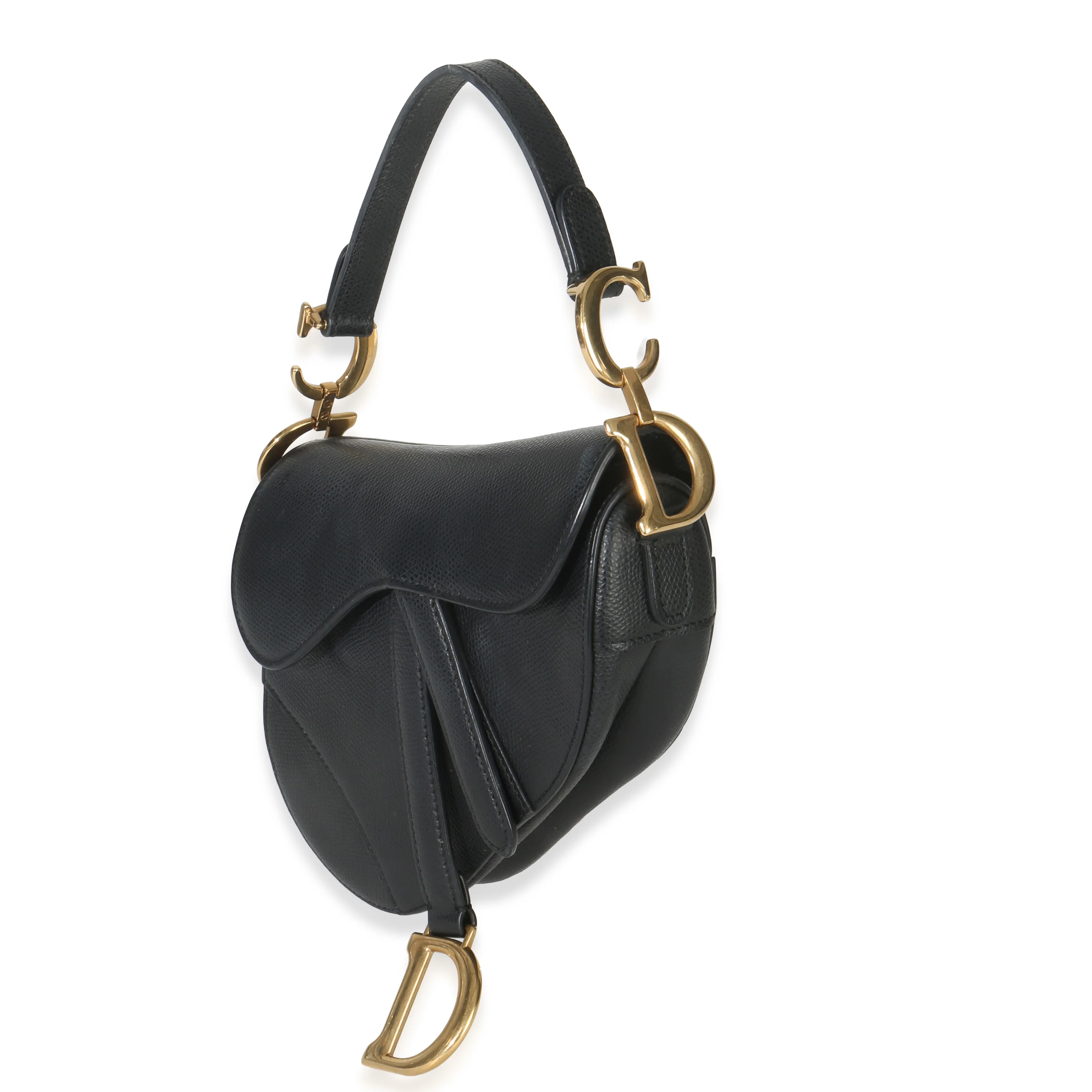 Black Grained Calfskin Mini Saddle Bag