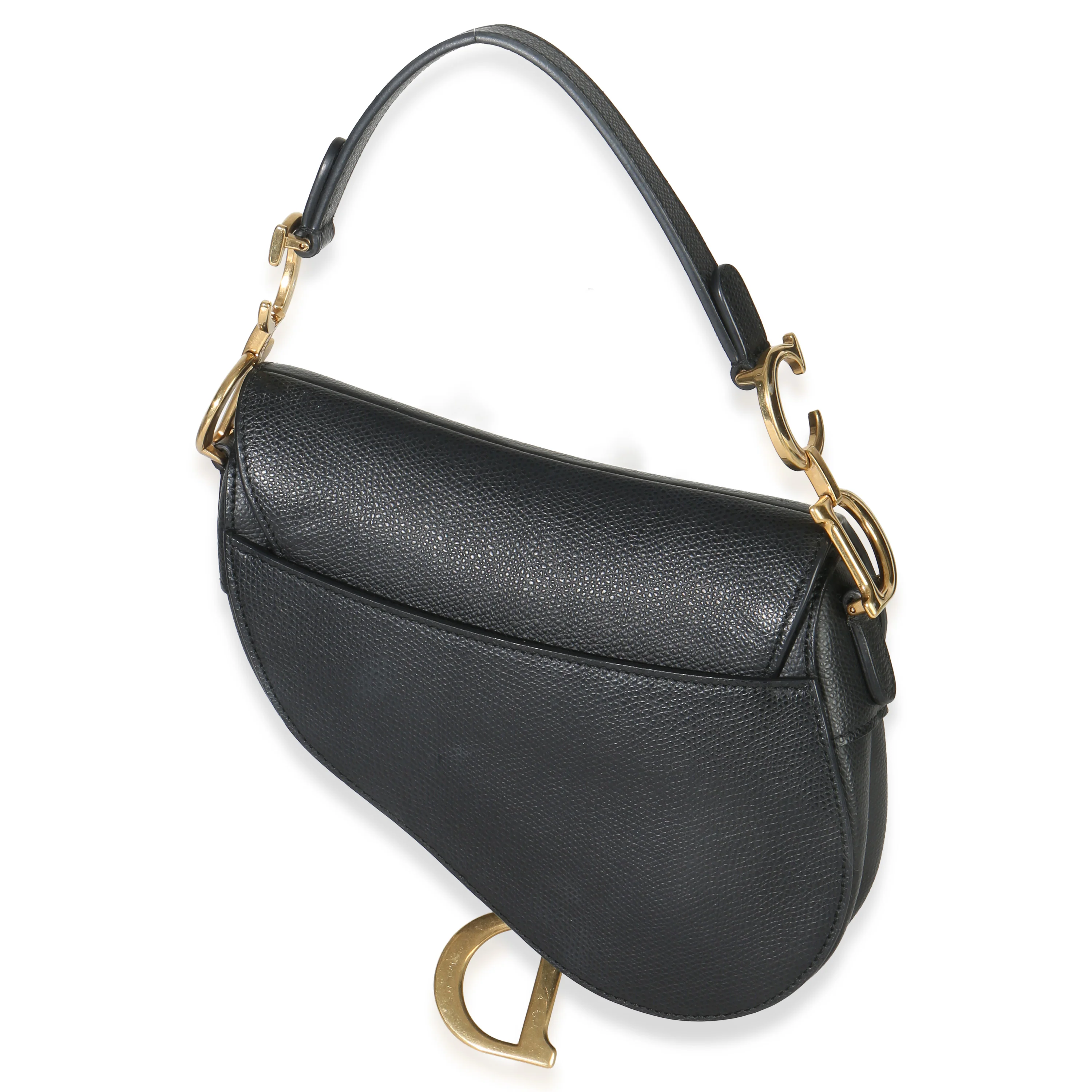 Black Grained Calfskin Mini Saddle Bag - Image 3