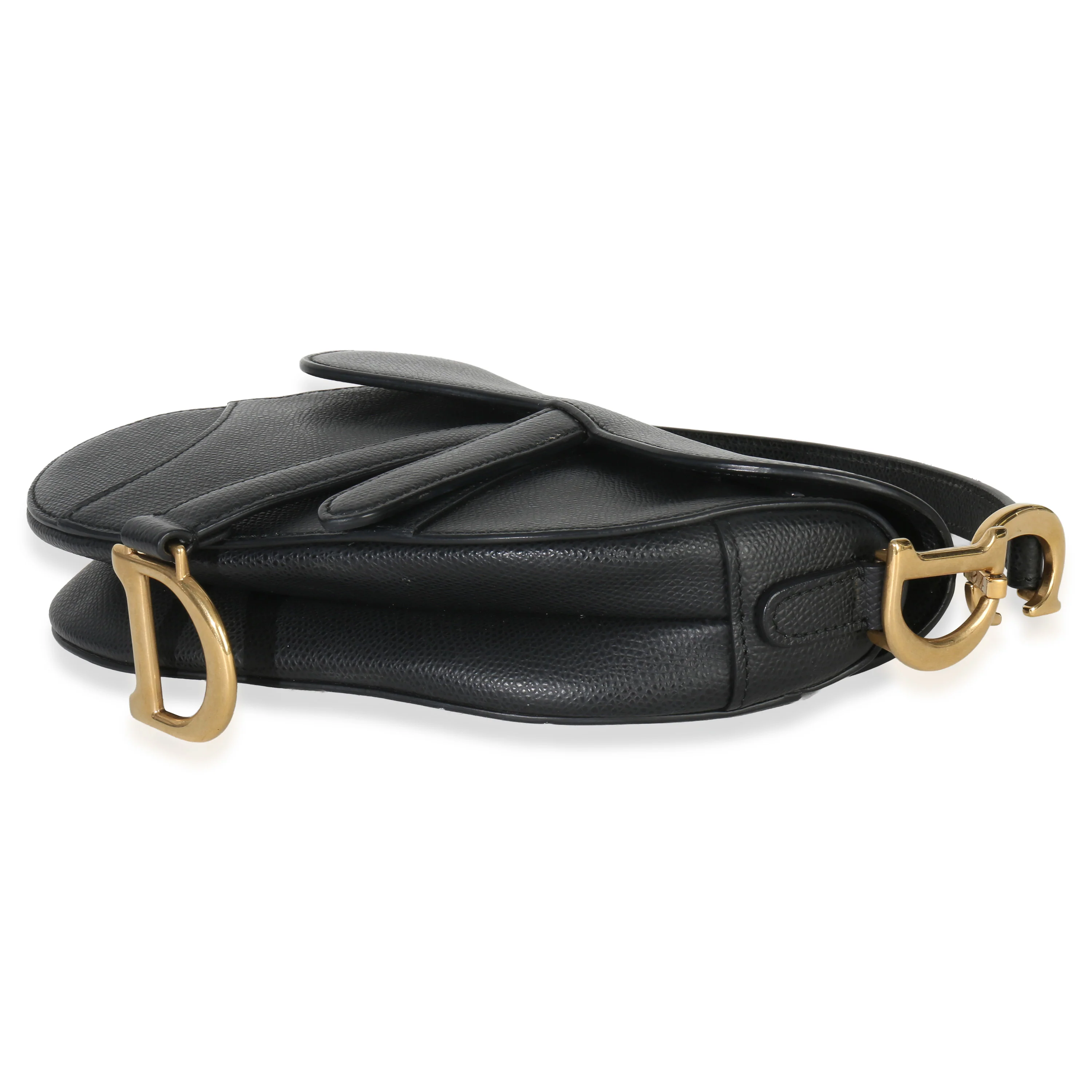 Black Grained Calfskin Mini Saddle Bag - Image 4