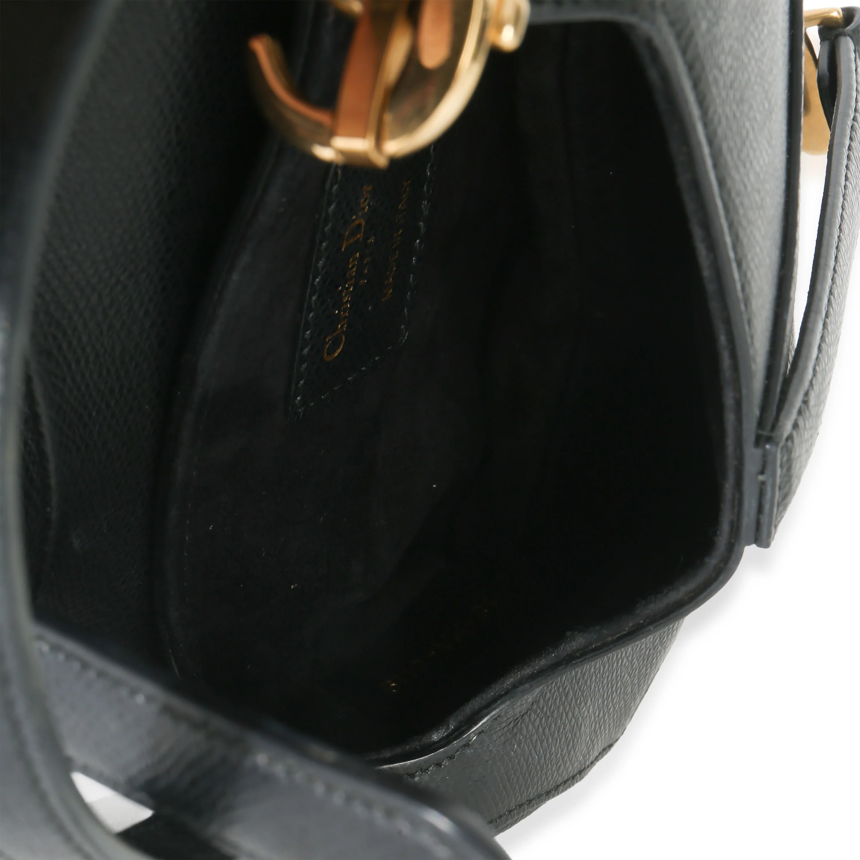 Black Grained Calfskin Mini Saddle Bag - Image 5