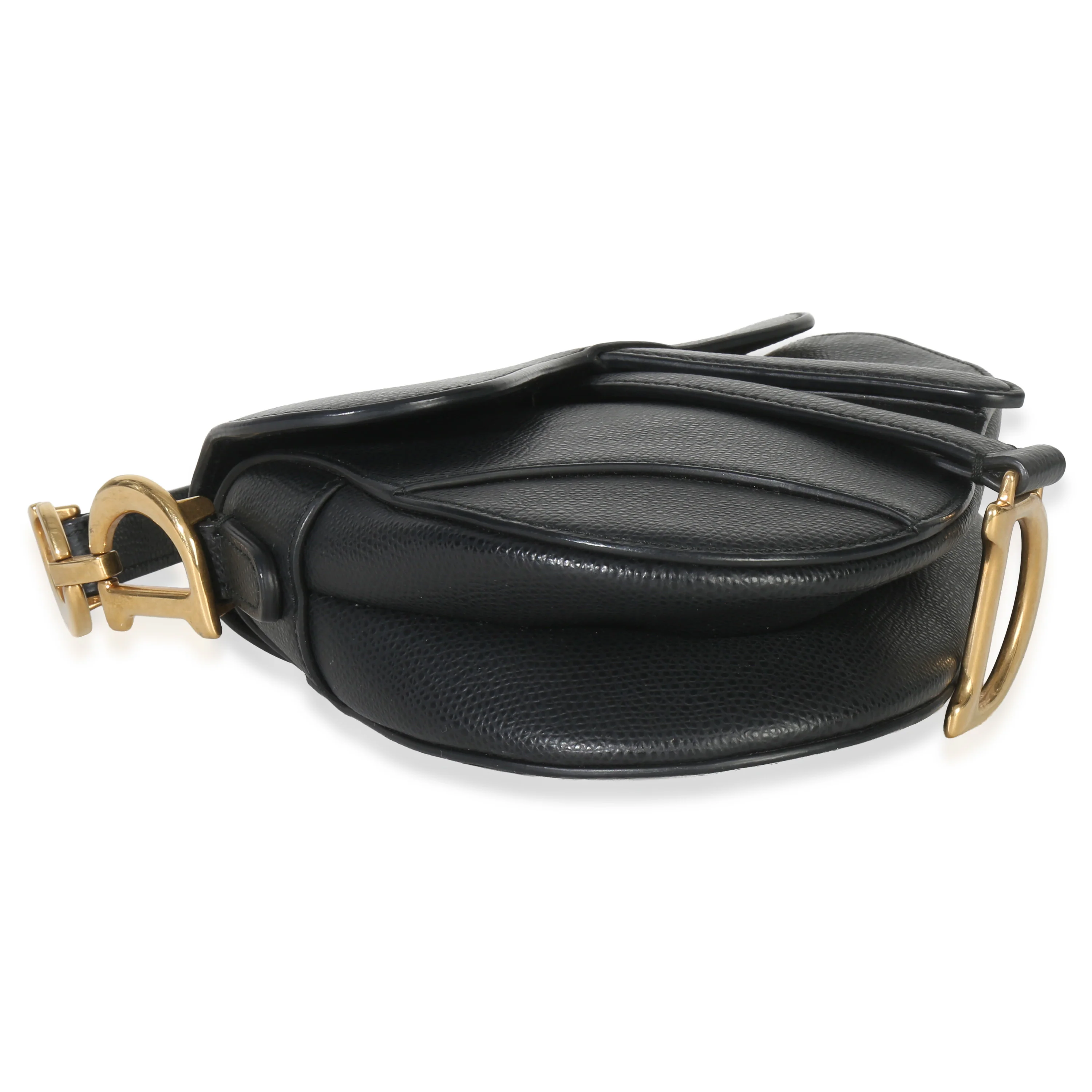 Black Grained Calfskin Mini Saddle Bag - Image 6